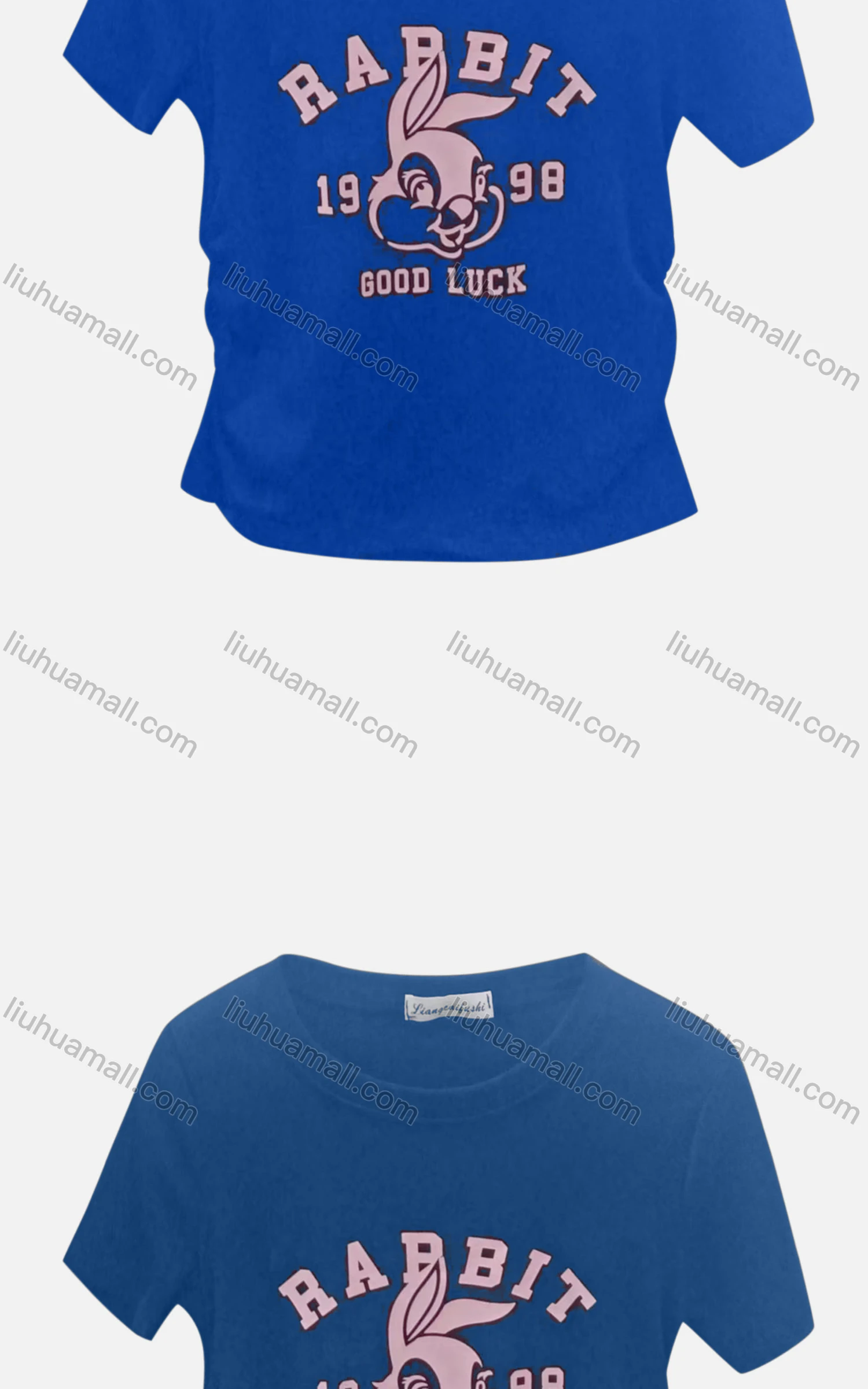 Wholesale Women's Casual Crew Neck Short Sleeve Rabbit Letter Tee 6003# - Liuhuamall