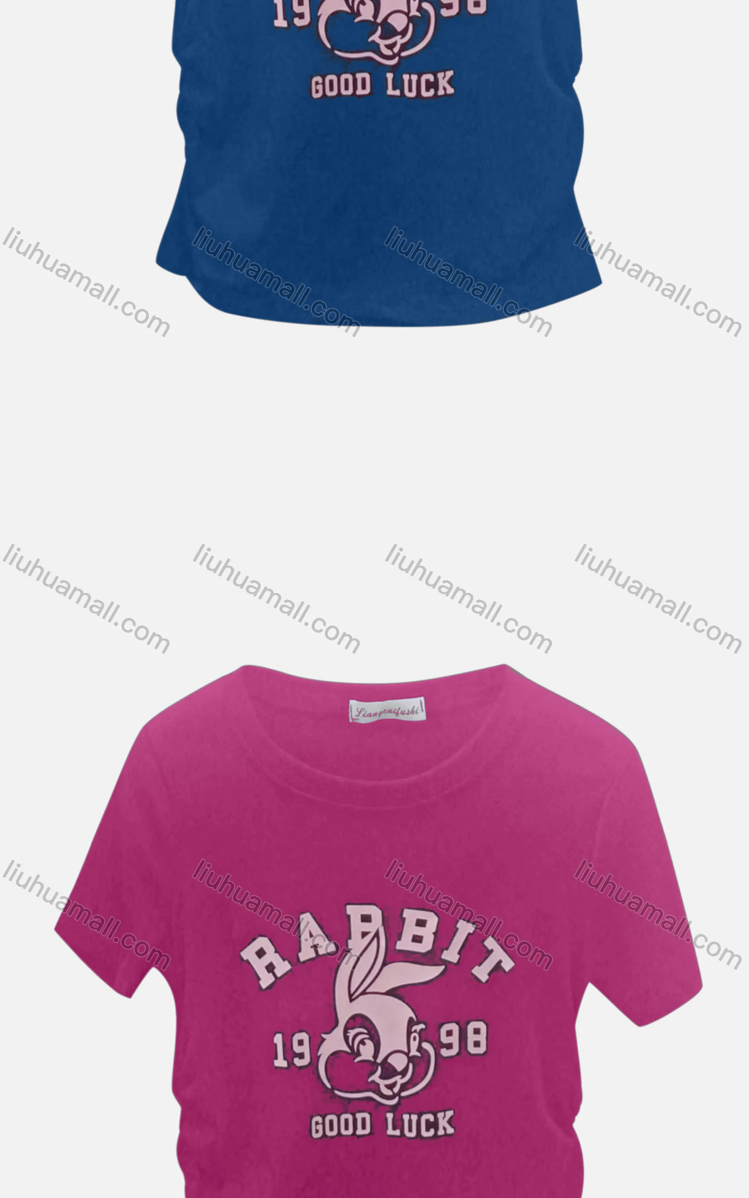 Wholesale Women's Casual Crew Neck Short Sleeve Rabbit Letter Tee 6003# - Liuhuamall