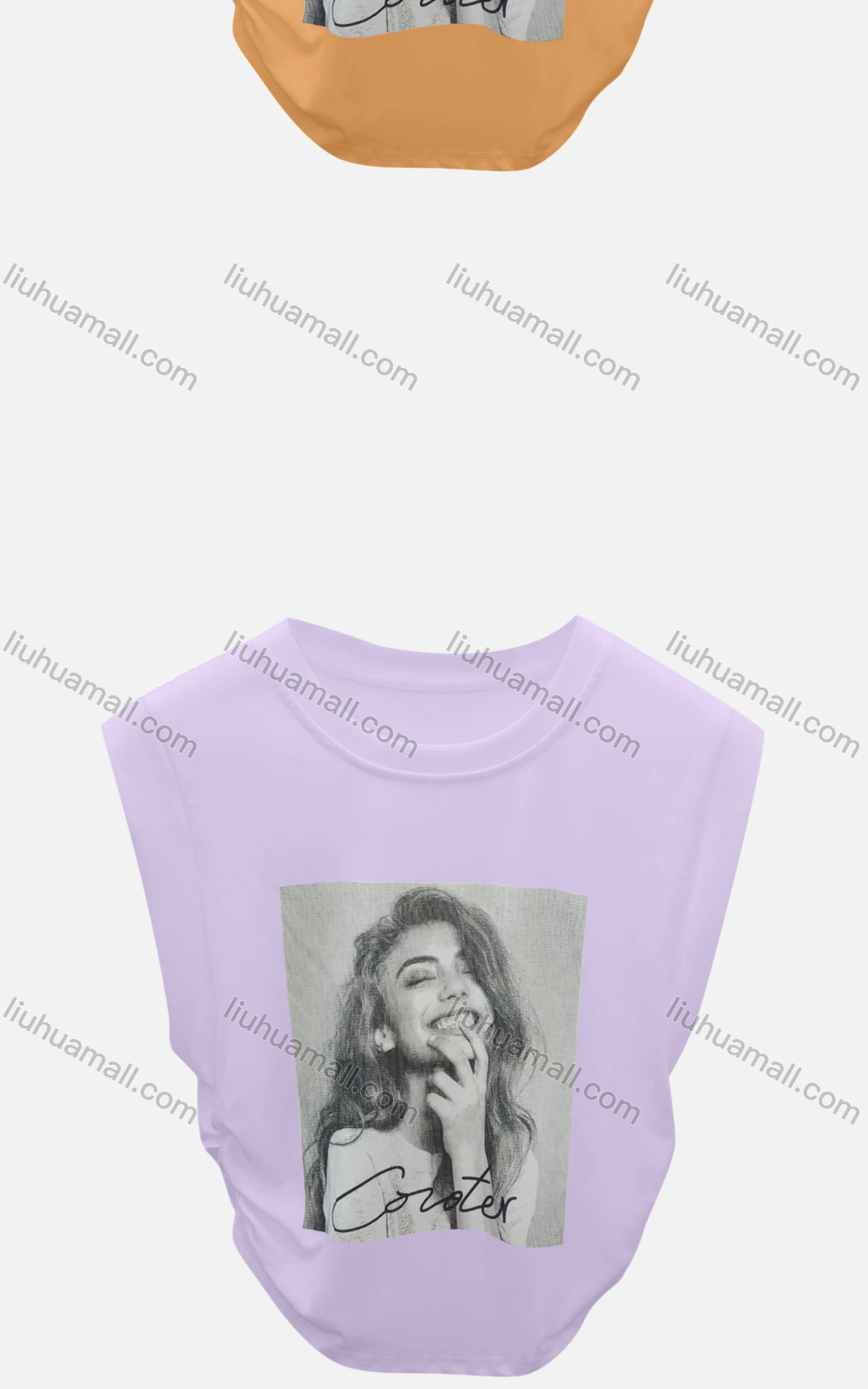 Wholesale Women's Casual Crew Neck Sleeveless Graphic Letter Crop Top 6008# - Liuhuamall