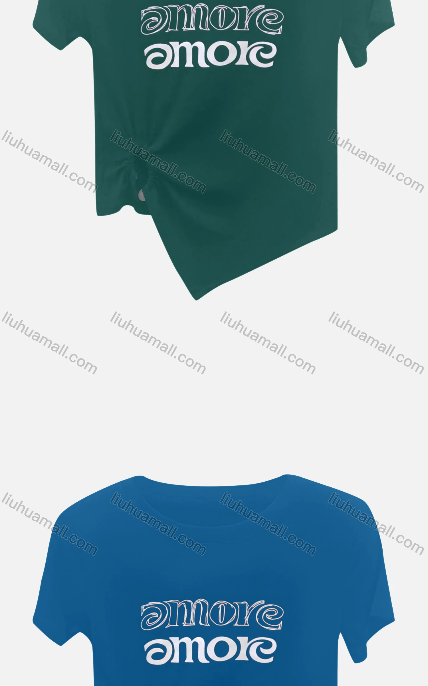 Wholesale Women's Casual Crew Neck Short Sleeve Twist Letter Crop Tee 6009# - Liuhuamall