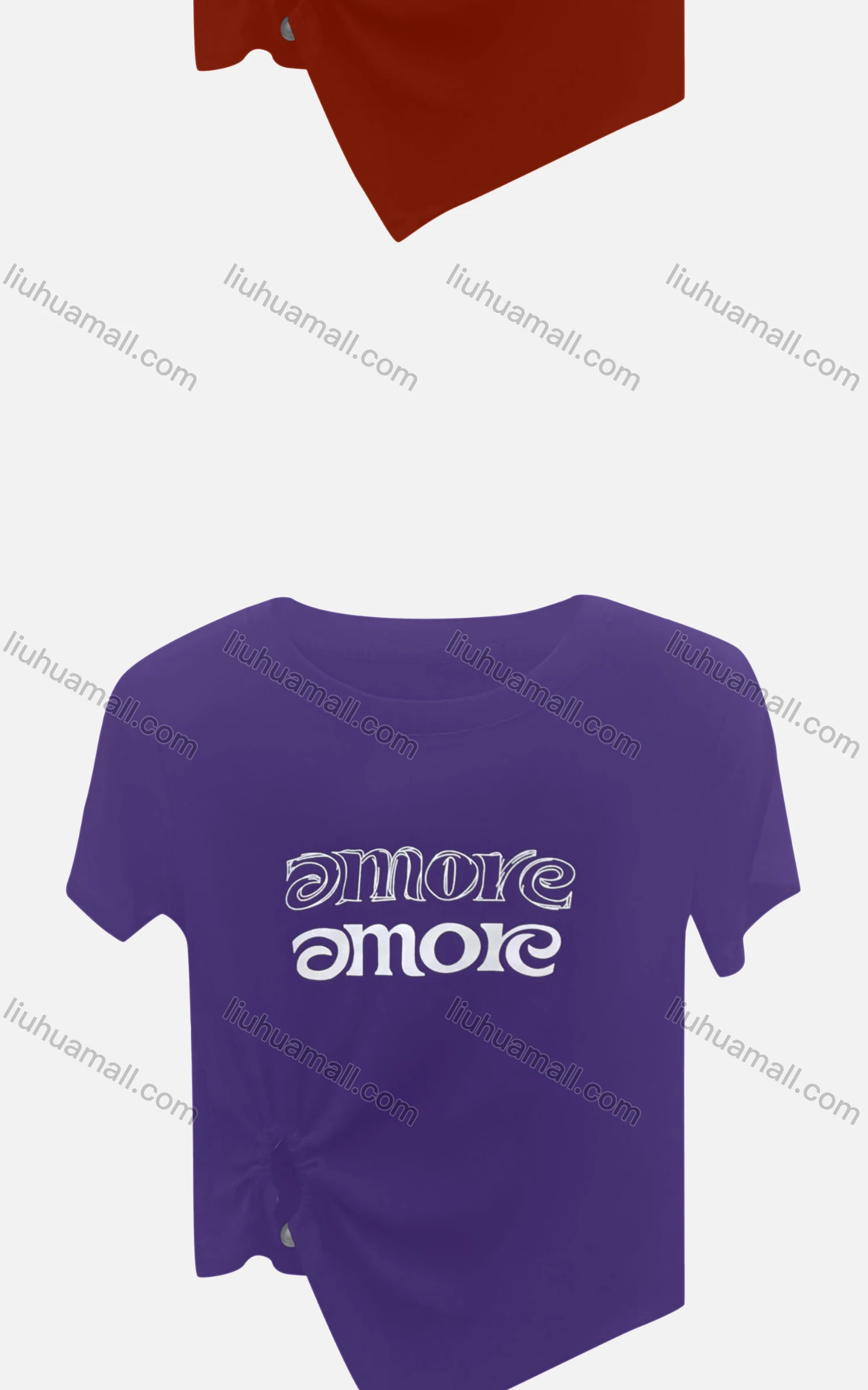 Wholesale Women's Casual Crew Neck Short Sleeve Twist Letter Crop Tee 6009# - Liuhuamall