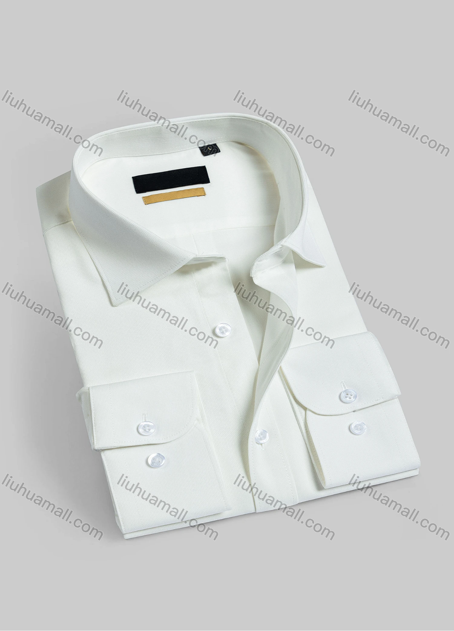 Wholesale Men's Casual Plain Long Sleeve Shirts 1906-off white# - Liuhuamall