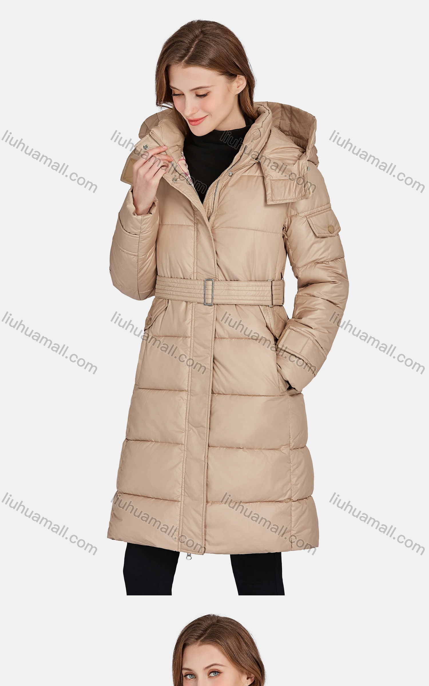 Wholesale Women's Casual Hooded Zipper Front Pockets Thermal Lined Coat 2211# - Liuhuamall
