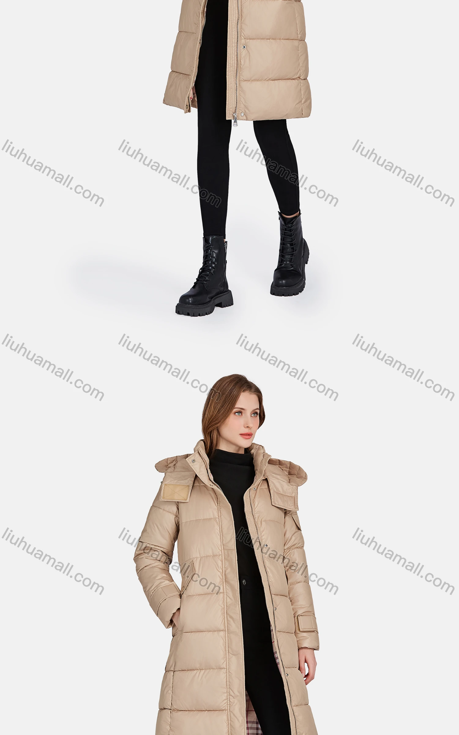 Wholesale Women's Casual Hooded Zipper Front Pockets Thermal Lined Coat 2211# - Liuhuamall