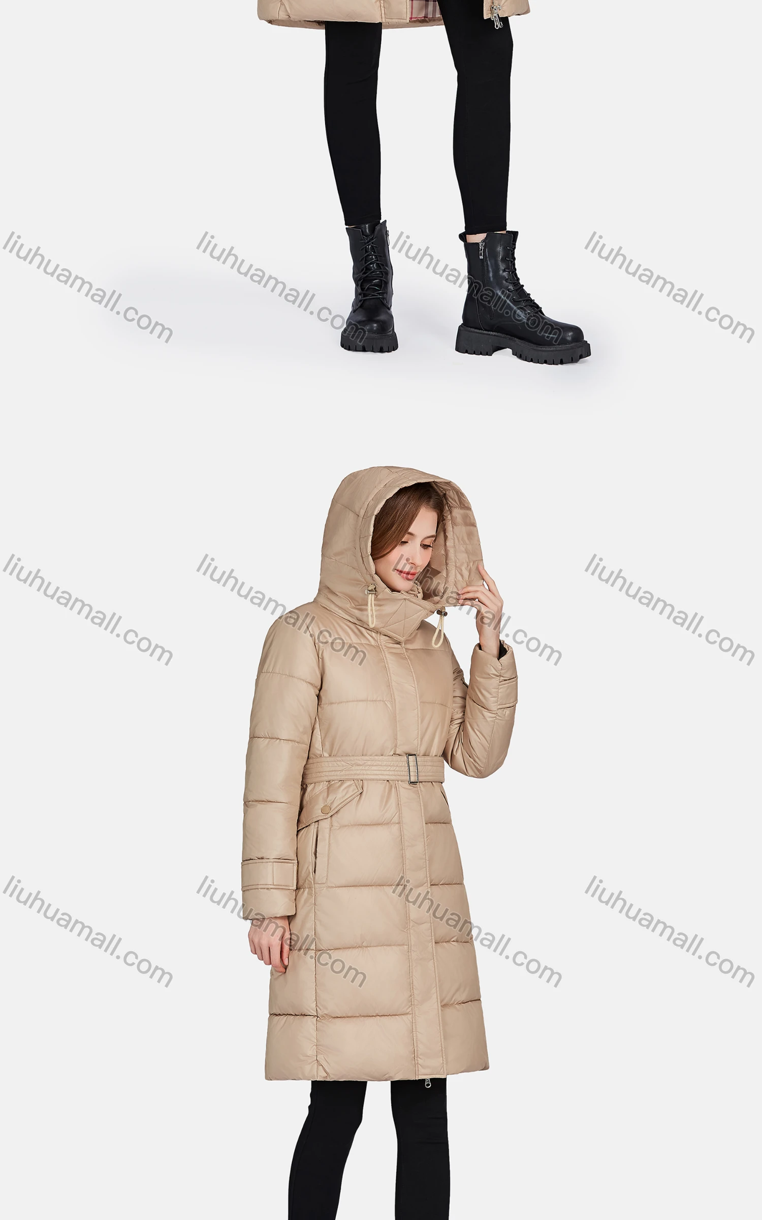 Wholesale Women's Casual Hooded Zipper Front Pockets Thermal Lined Coat 2211# - Liuhuamall