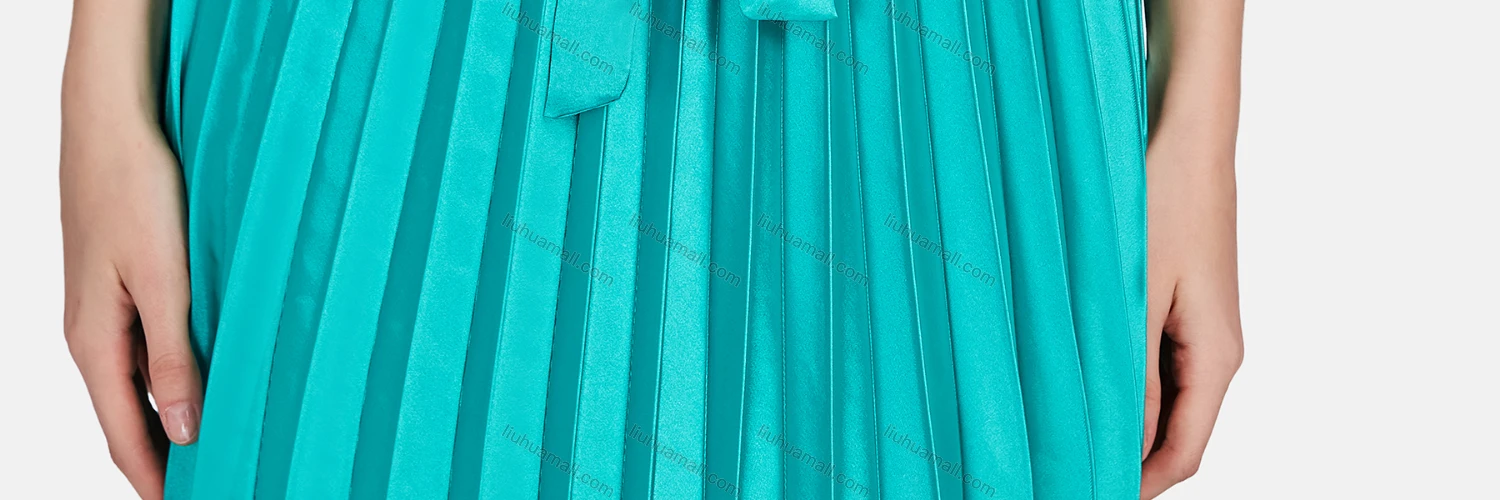 Wholesale Women's Glamorous Halter Sleeveless Plain Tie Front Pleated High Waist Dress 2331# - Liuhuamall