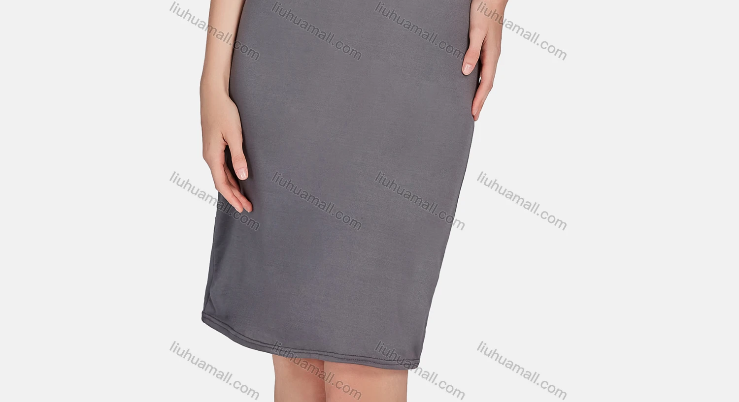 Wholesale Women's Casual Plain Crew Neck Short Sleeve High Waist Tee Dress - Liuhuamall