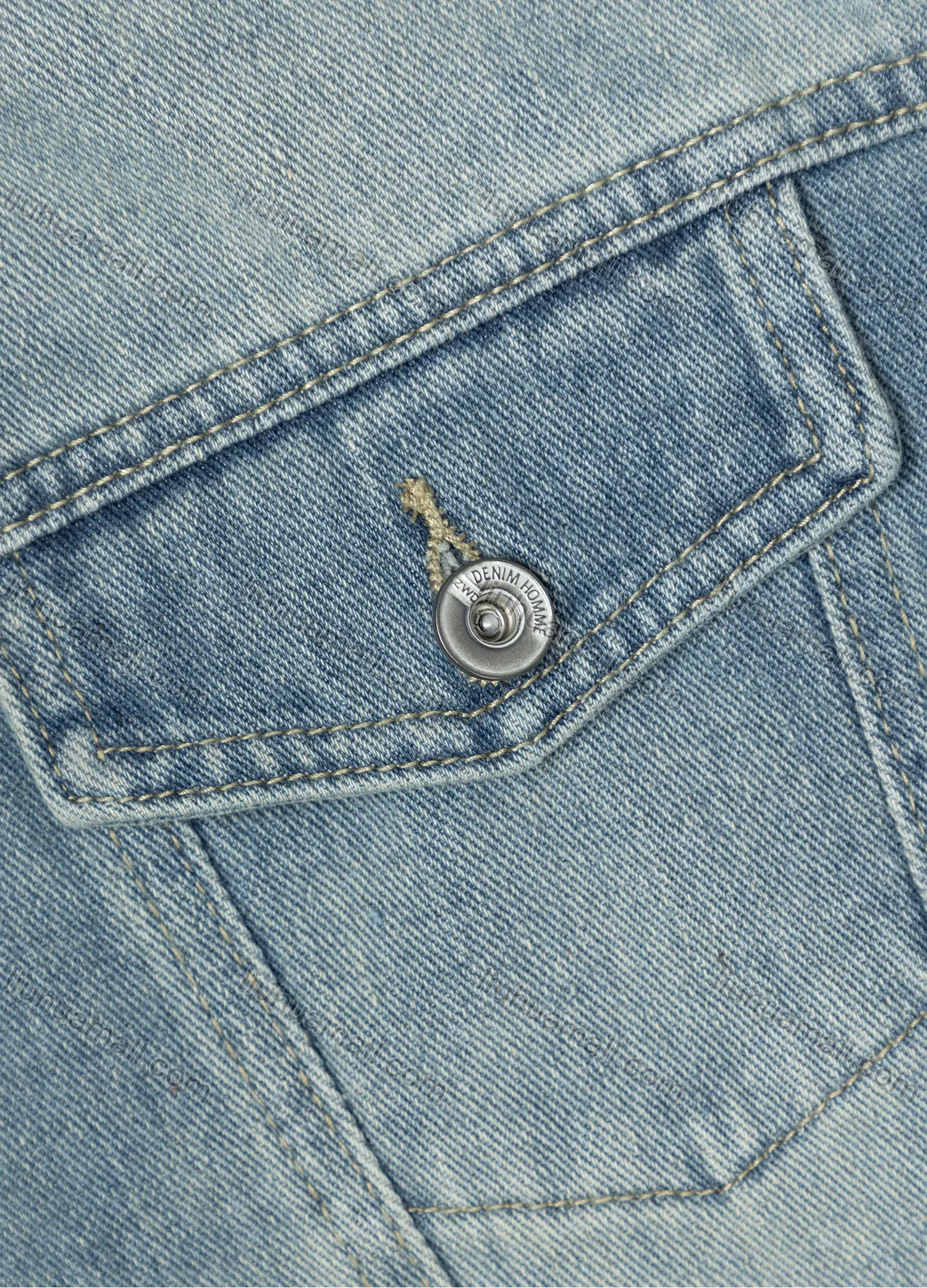 Wholesale Women's Casual Plain Distressed Drop Shoulder Pockets Buttons Down Denim Jacket - Liuhuamall