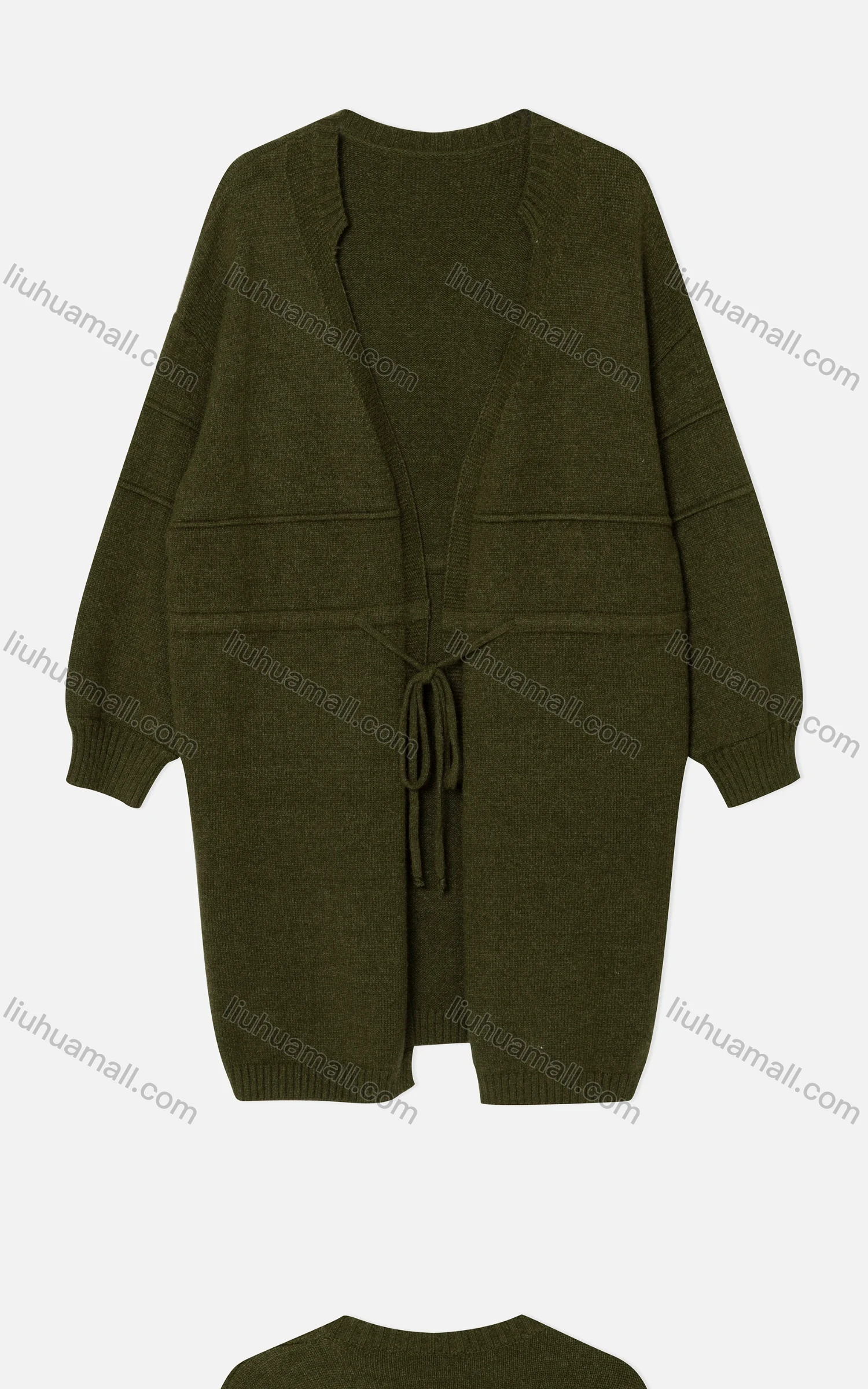 Wholesale Women's Casual Long Sleeve Loose Fit Drawstring Knit Cardigan VC0055# - Liuhuamall