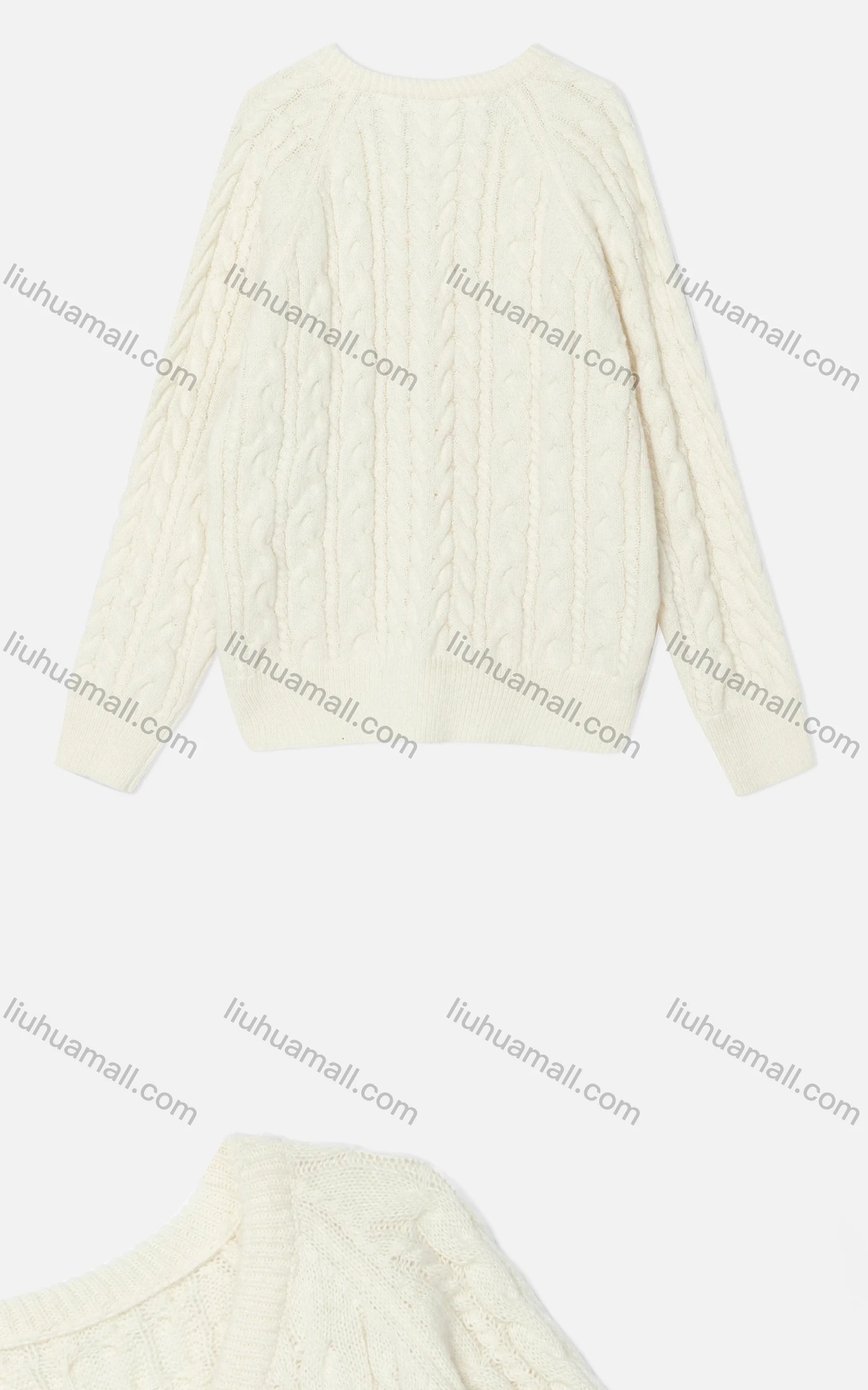 Wholesale Women's Casual Plain Long Sleeve V Neck Cable Knit Sweater OP0053# - Liuhuamall