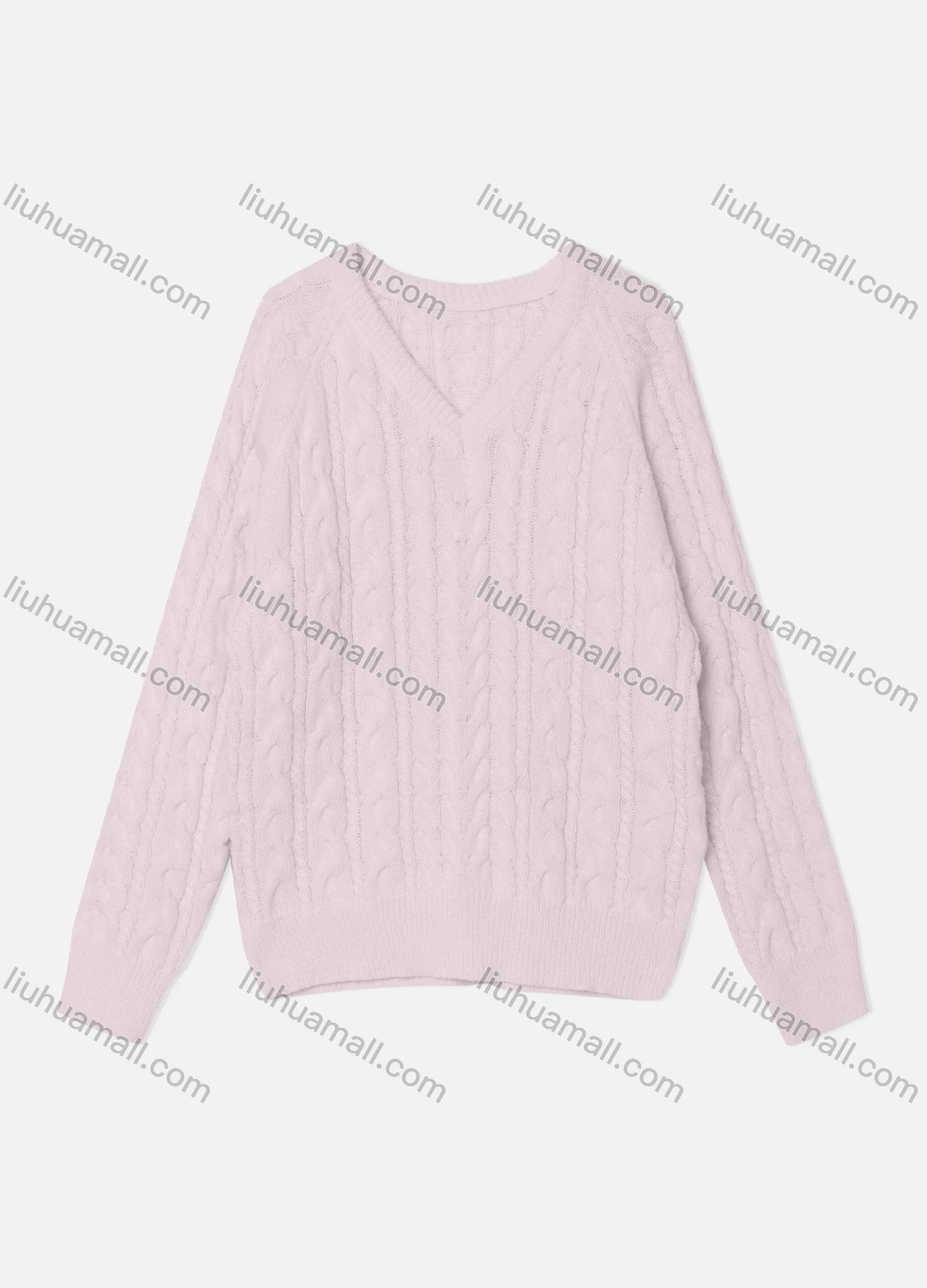 Wholesale Women's Casual Plain Long Sleeve V Neck Cable Knit Sweater OP0053# - Liuhuamall