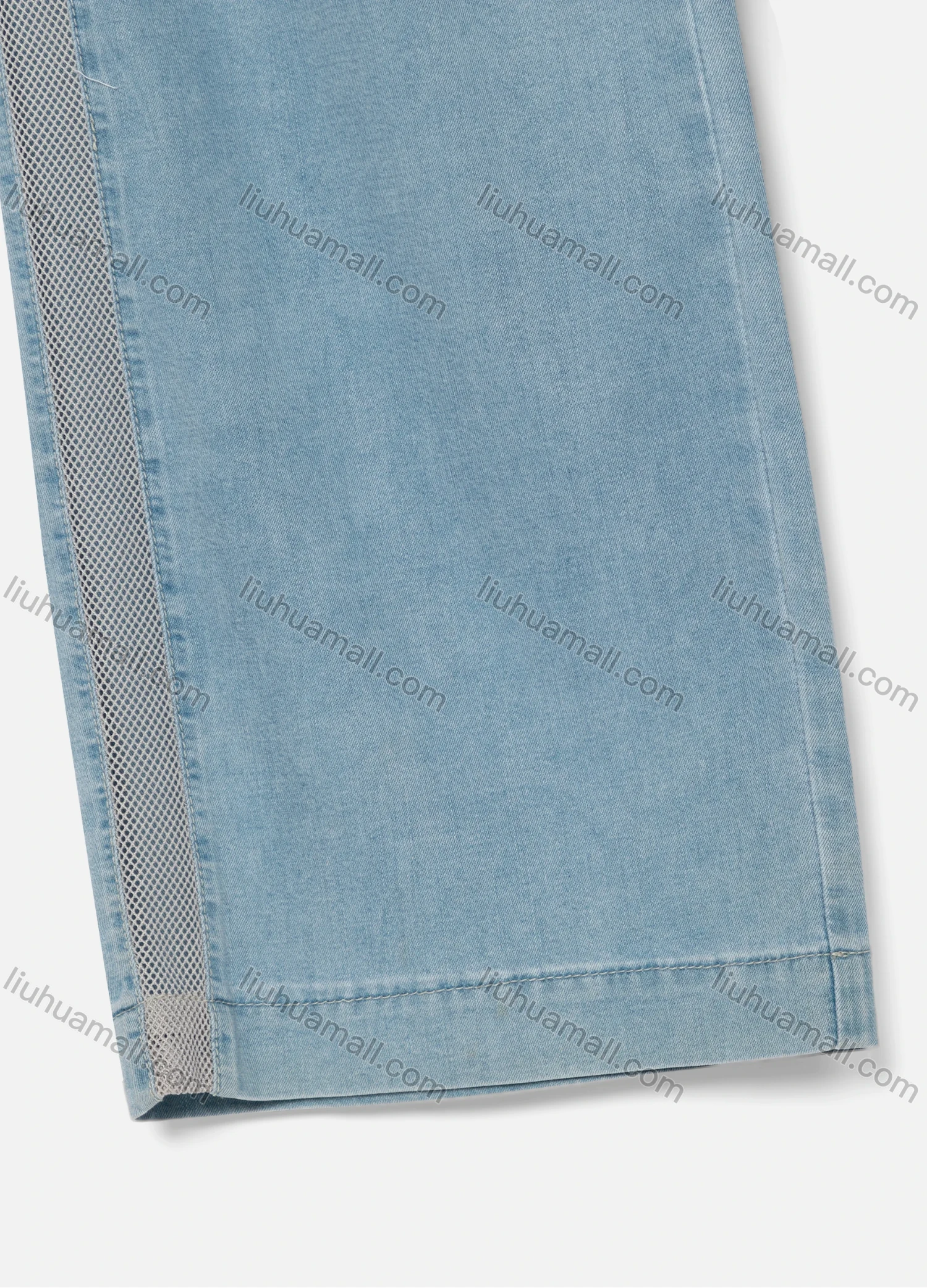 Wholesale Women's Casual Plain Elastic Waist Drawstring Mesh Ankle Length Wide Leg Jeans 9901# - Liuhuamall