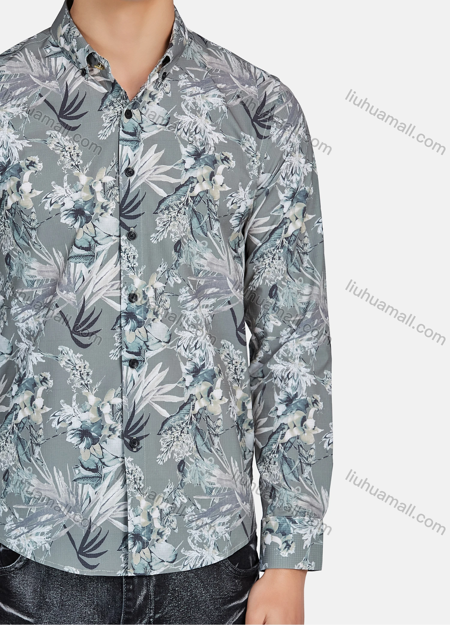 Wholesale Men's Casual Floral Print Long Sleeve Shirt 1706# - Liuhuamall