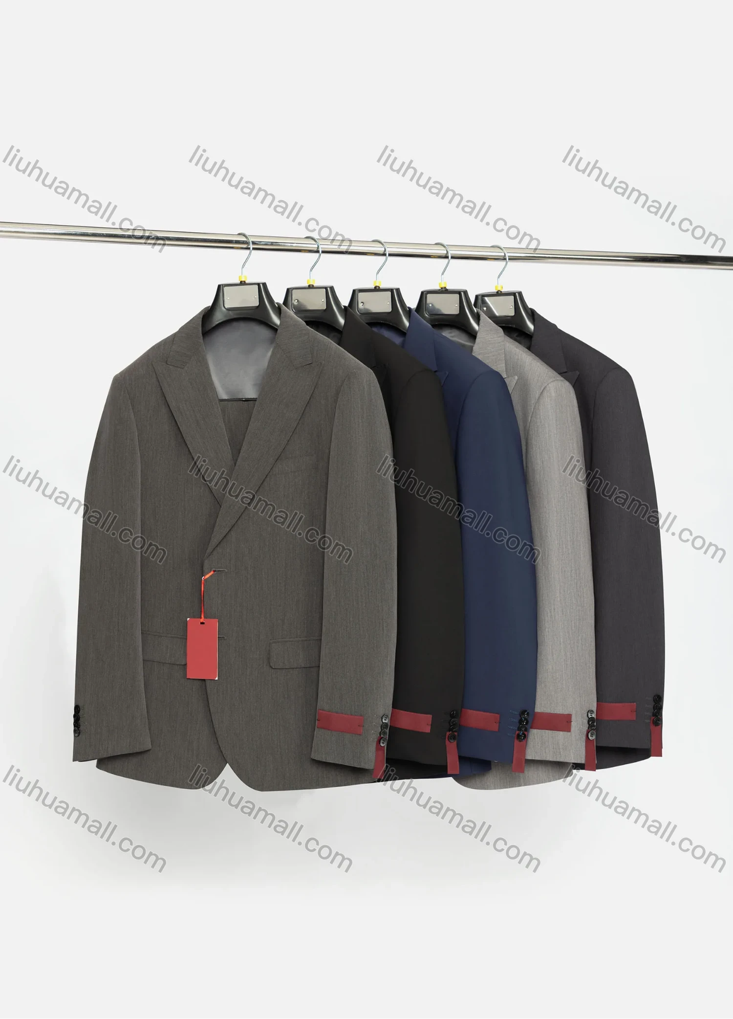 Wholesale Men's Formal Business Lapel Plain Two Button Blazer Jacket & Single Breasted Waistcoat & Pants 3 Piece Suit Set - Liuhuamall