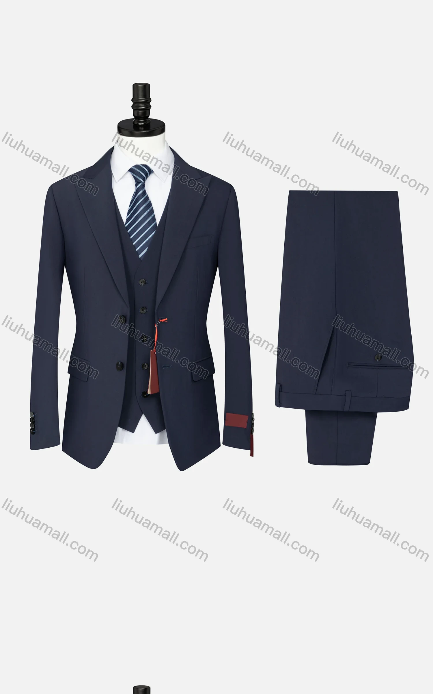 Wholesale Men's Formal Business Lapel Plain Two Button Blazer Jacket & Single Breasted Waistcoat & Pants 3 Piece Suit Set - Liuhuamall