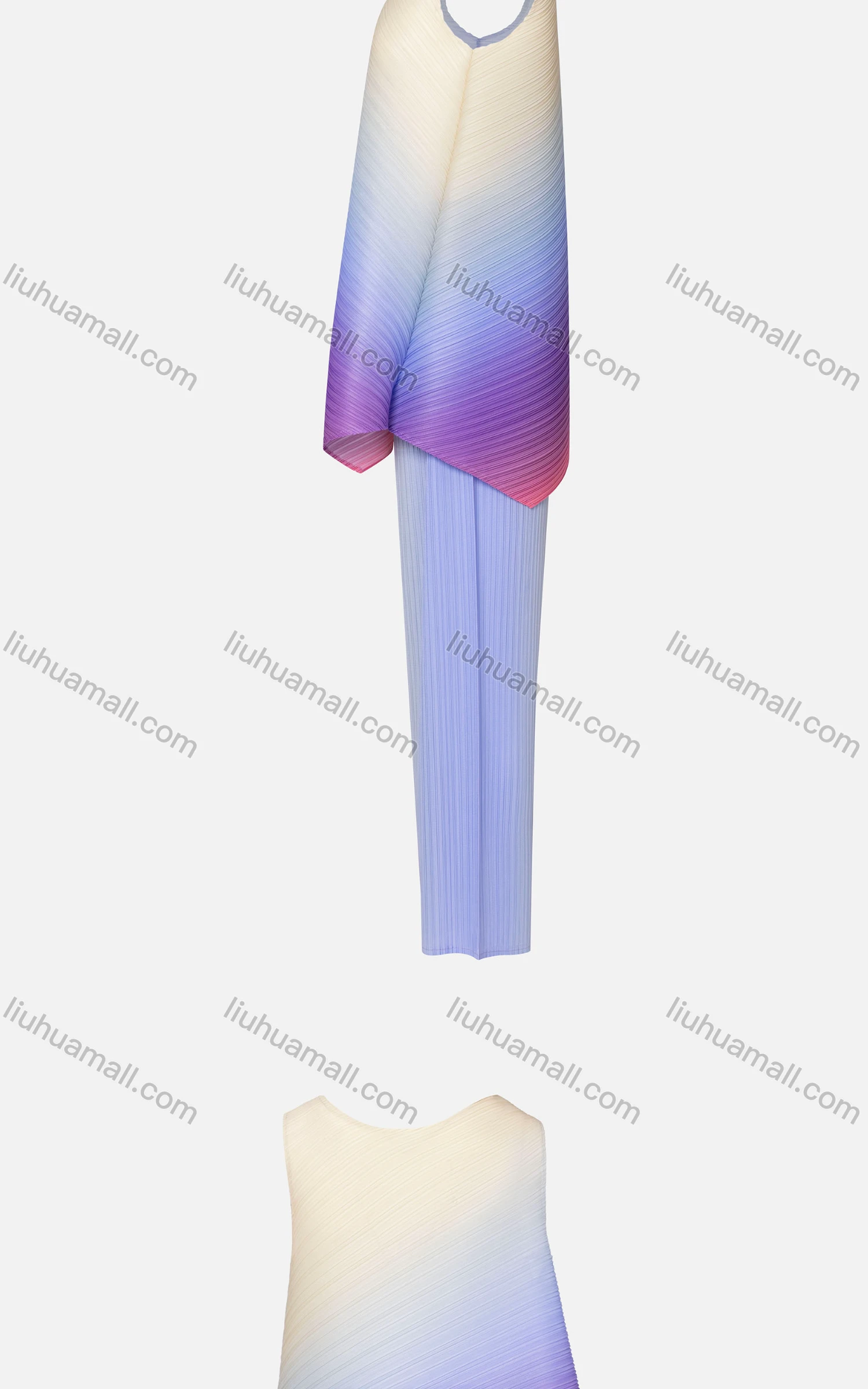 Wholesale Women's Casual Ribbed Ombre Sleeveless Asymmetrical Hem Top 2-piece Set 22007# - Liuhuamall