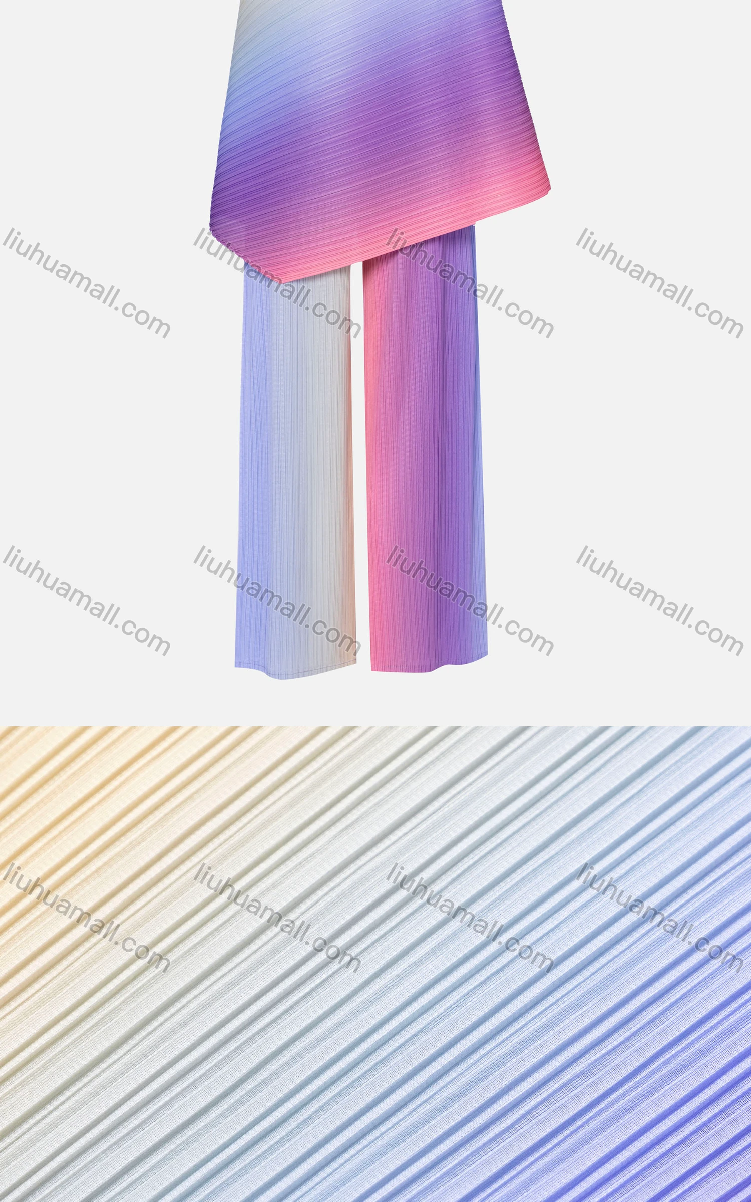 Wholesale Women's Casual Ribbed Ombre Sleeveless Asymmetrical Hem Top 2-piece Set 22007# - Liuhuamall