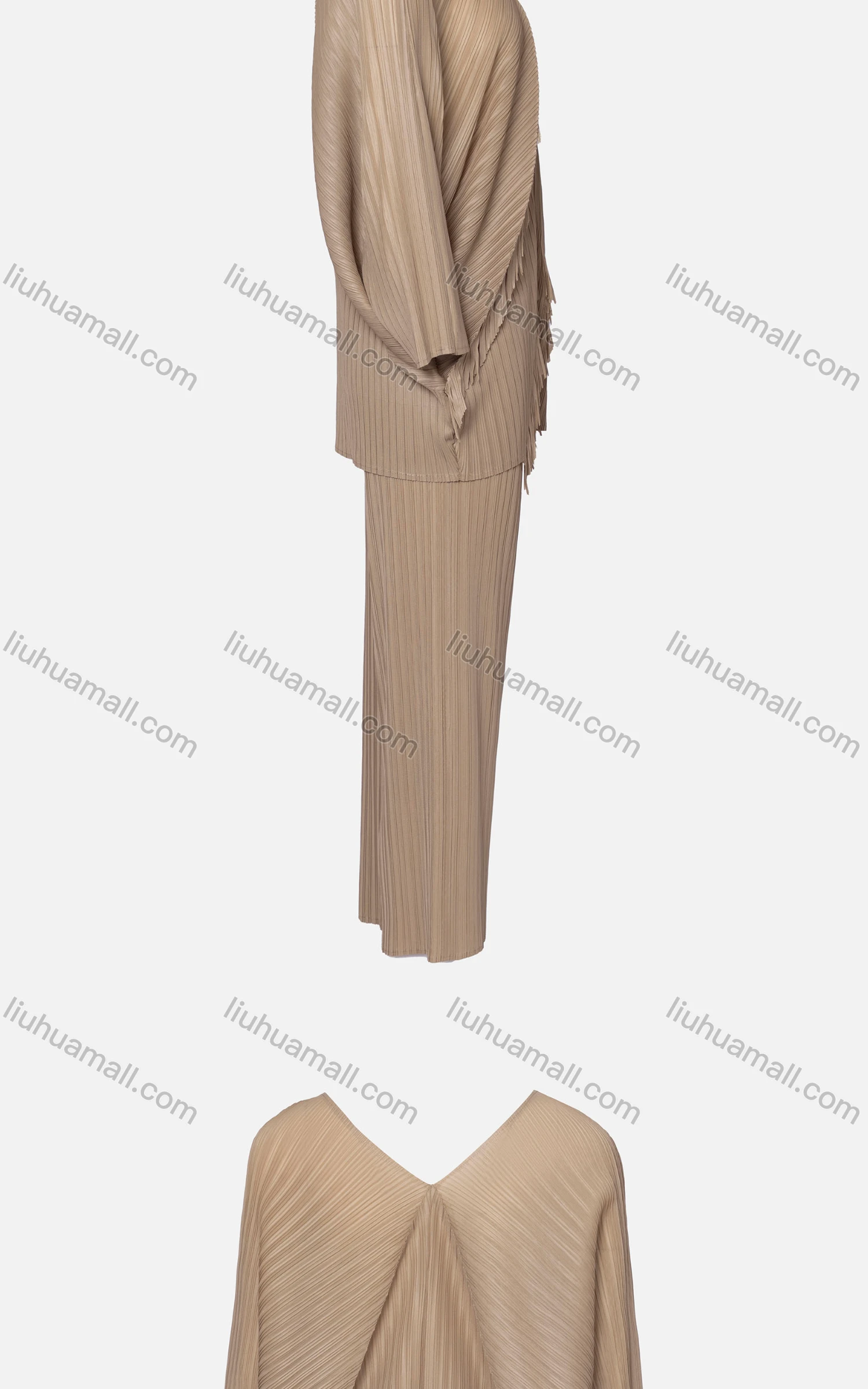Wholesale Women's Fashion V Neck Short Sleeve Scarf Hem Tiered Ribbed Top 2-Piece Set 7688# - Liuhuamall