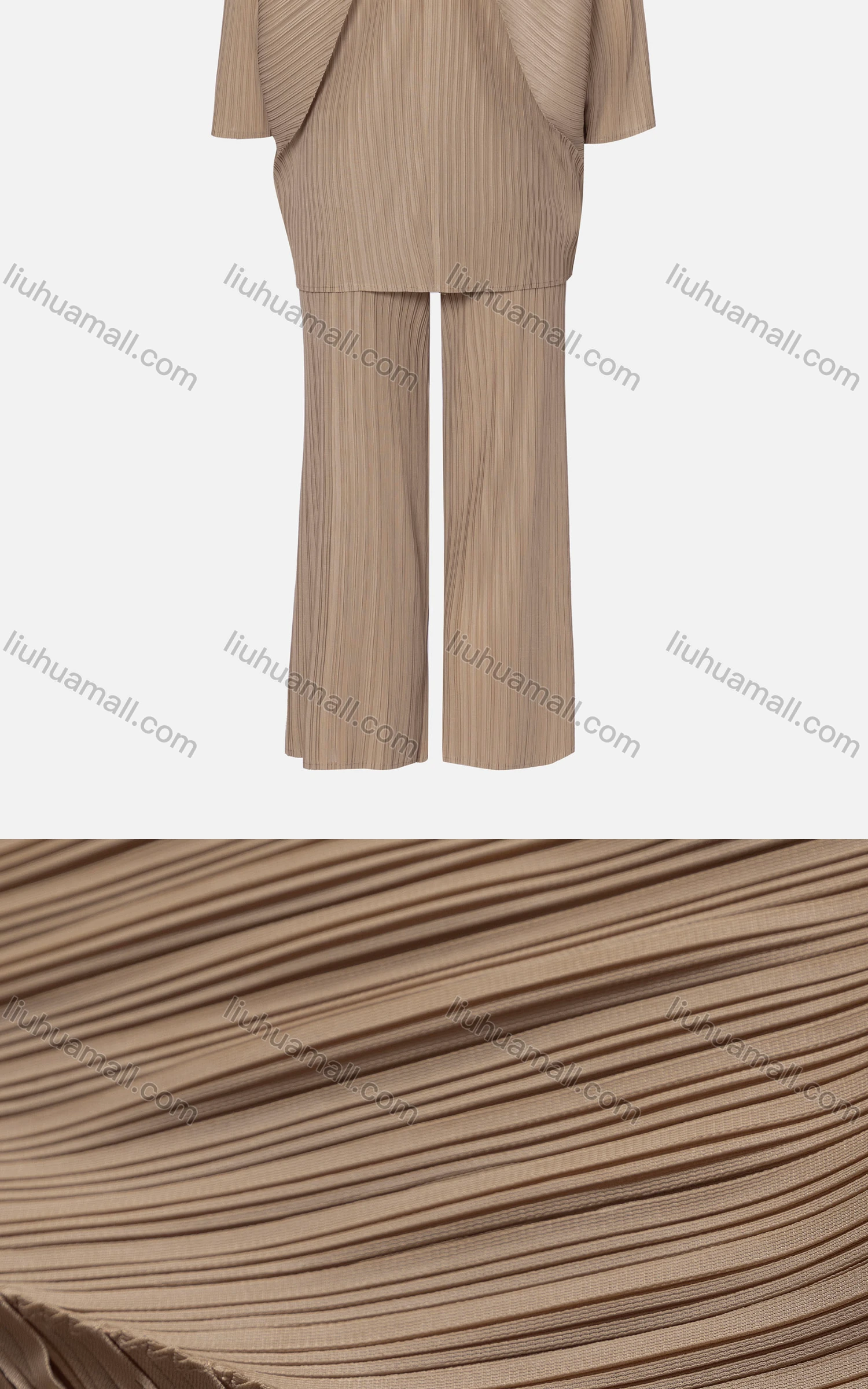 Wholesale Women's Fashion V Neck Short Sleeve Scarf Hem Tiered Ribbed Top 2-Piece Set 7688# - Liuhuamall