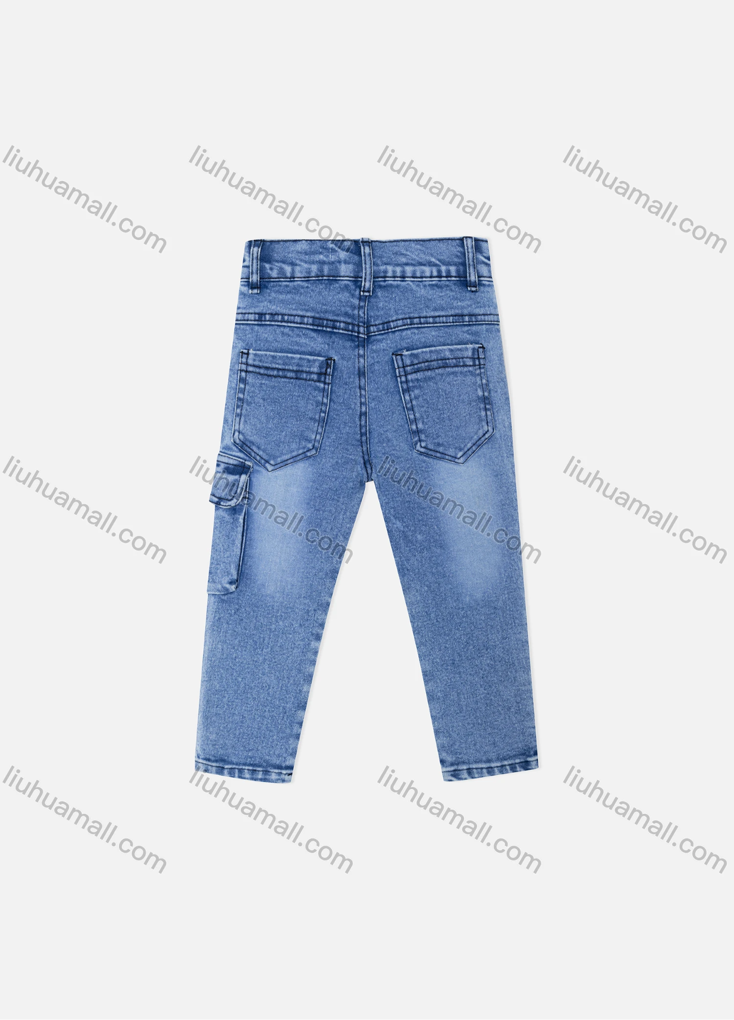 Wholesale Boy's Casual Distressed Cartoon Bear Embroidery Straight Leg Ankle Length Jean - Liuhuamall