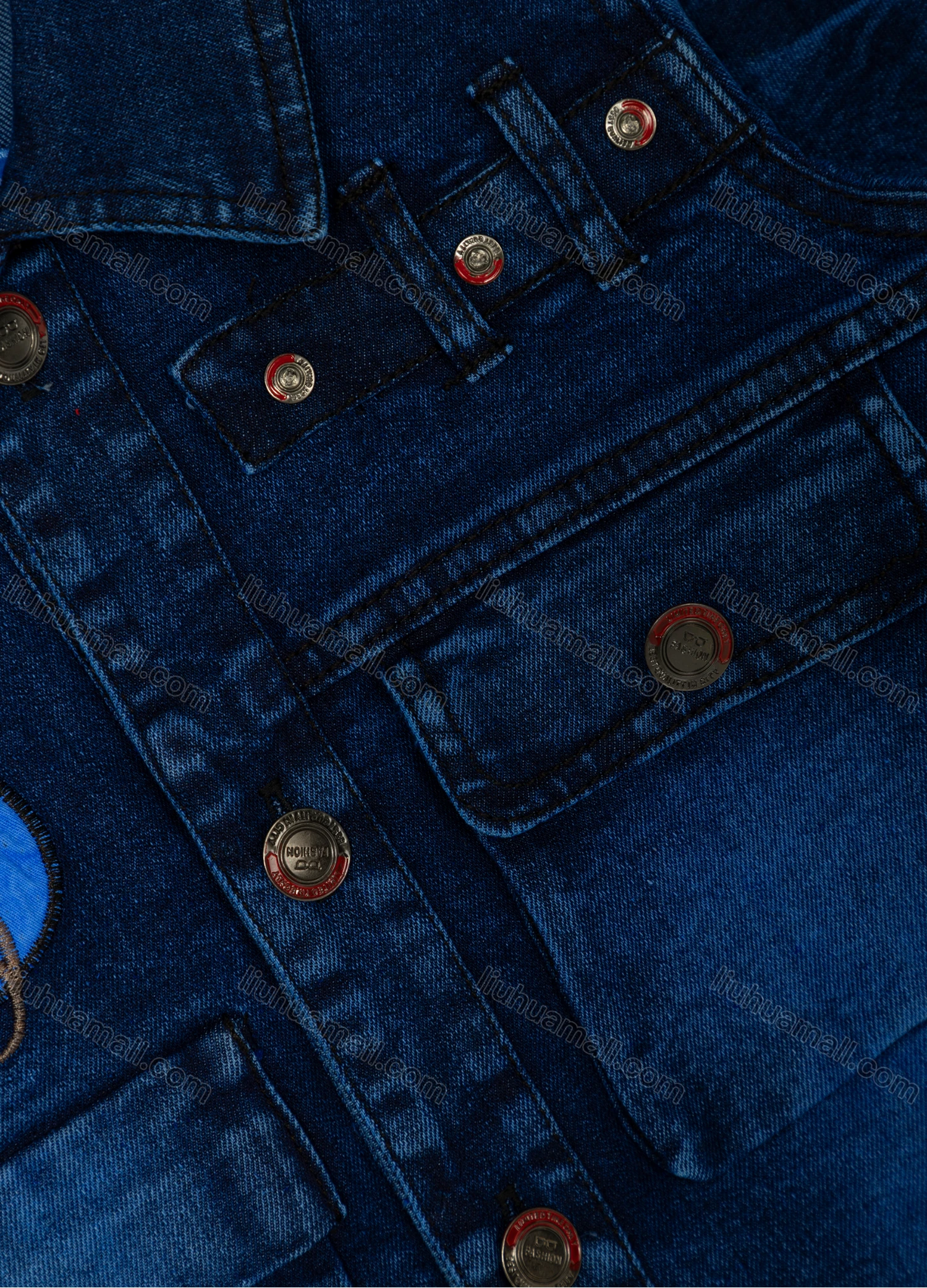 Wholesale Boy's Casual Letter Embroidery Flap Pockets Buttons Down Long Sleeve Denim Shirt Jacket - Liuhuamall