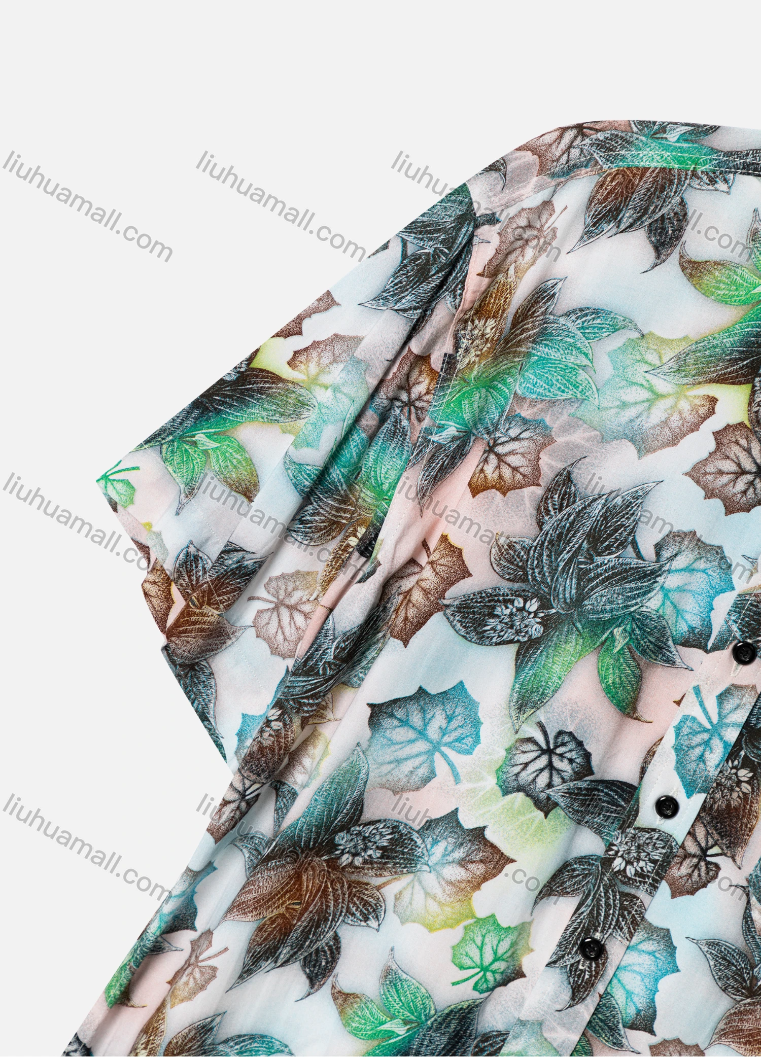 Wholesale Men's Casual Leaf Print Long Sleeve Shirt - Liuhuamall
