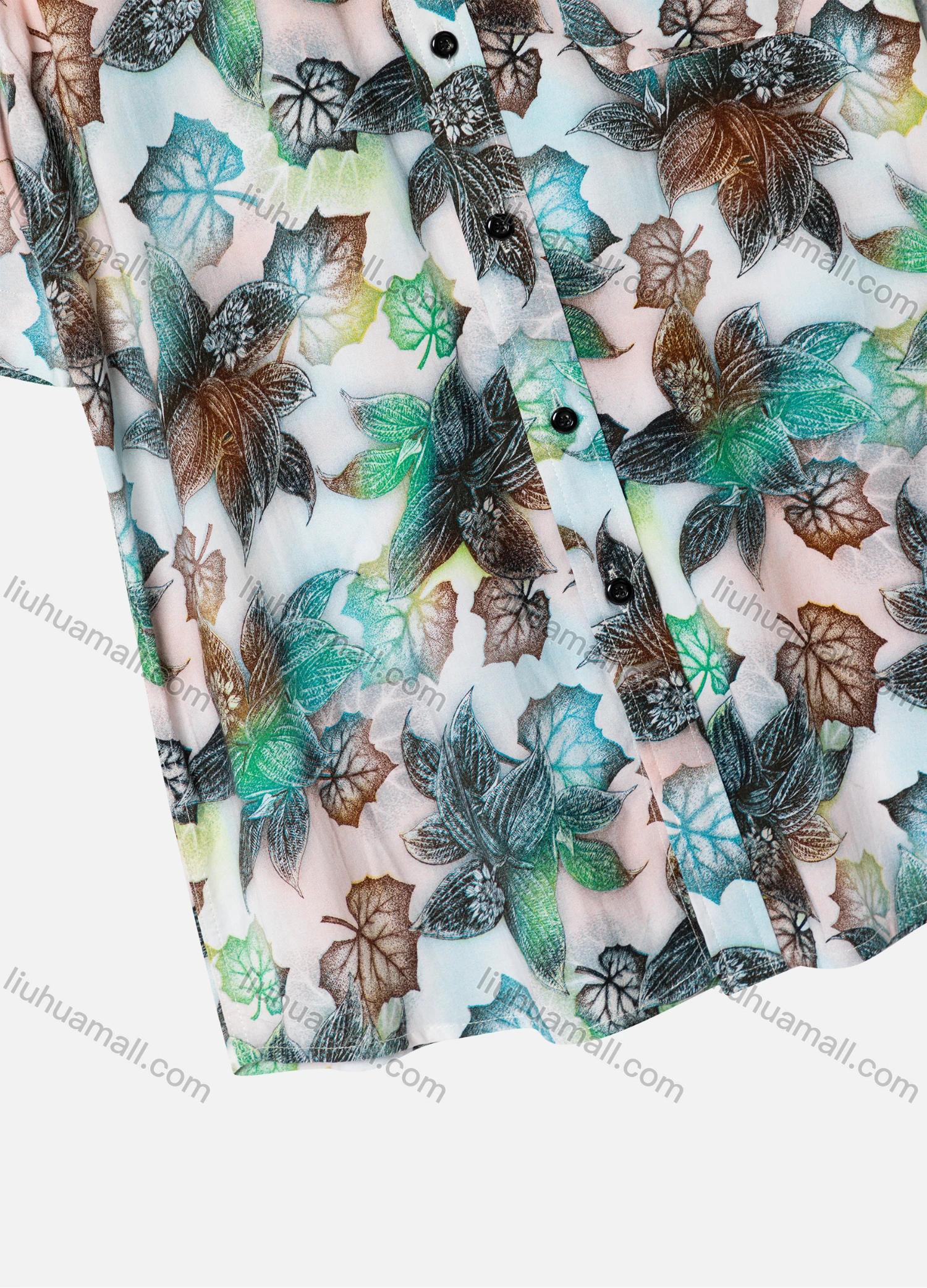 Wholesale Men's Casual Leaf Print Long Sleeve Shirt - Liuhuamall