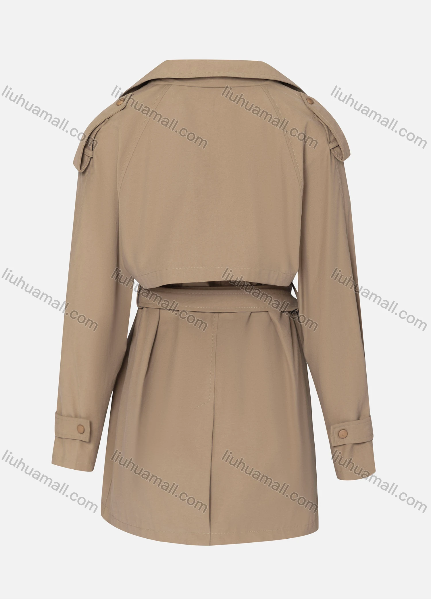 Wholesale Women's Casual Plain Lapel Long Sleeve Wrap With Belt - Liuhuamall