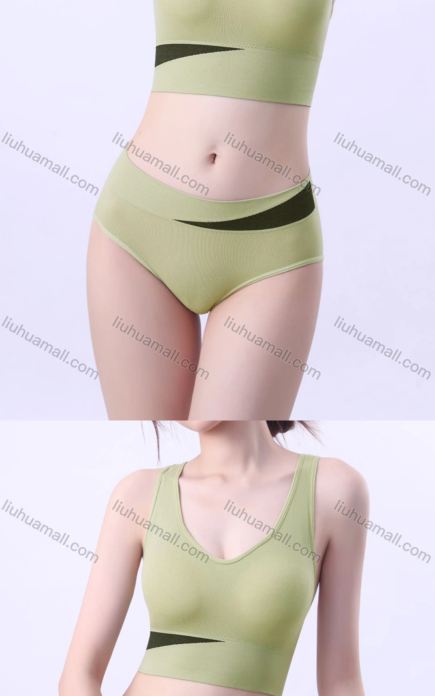 Wholesale Women's Sporty Breathable Racerback Sports Bra & Brief 2-piece Set 503# - Liuhuamall