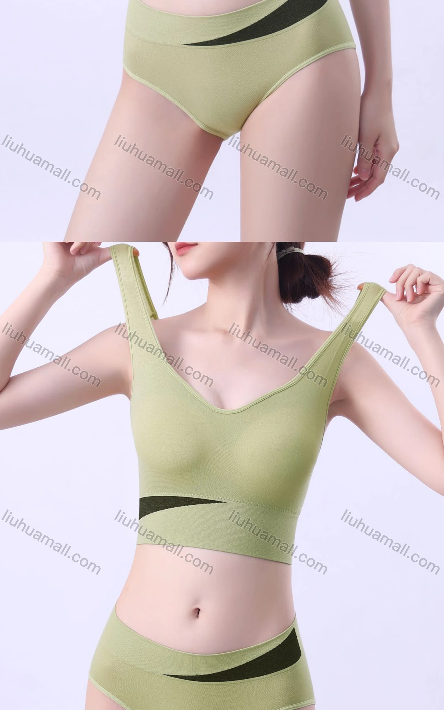 Wholesale Women's Sporty Breathable Racerback Sports Bra & Brief 2-piece Set 503# - Liuhuamall