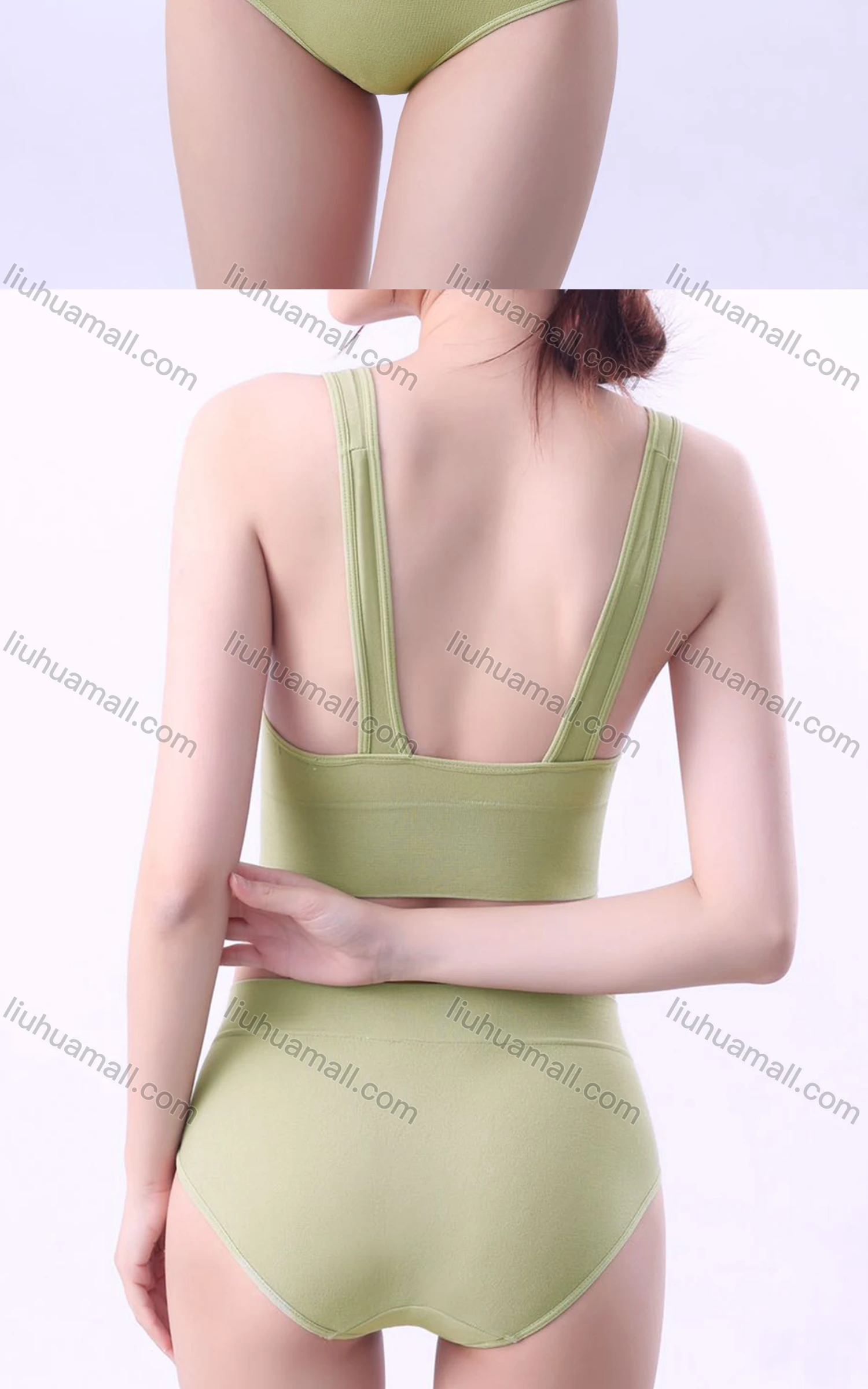 Wholesale Women's Sporty Breathable Racerback Sports Bra & Brief 2-piece Set 503# - Liuhuamall