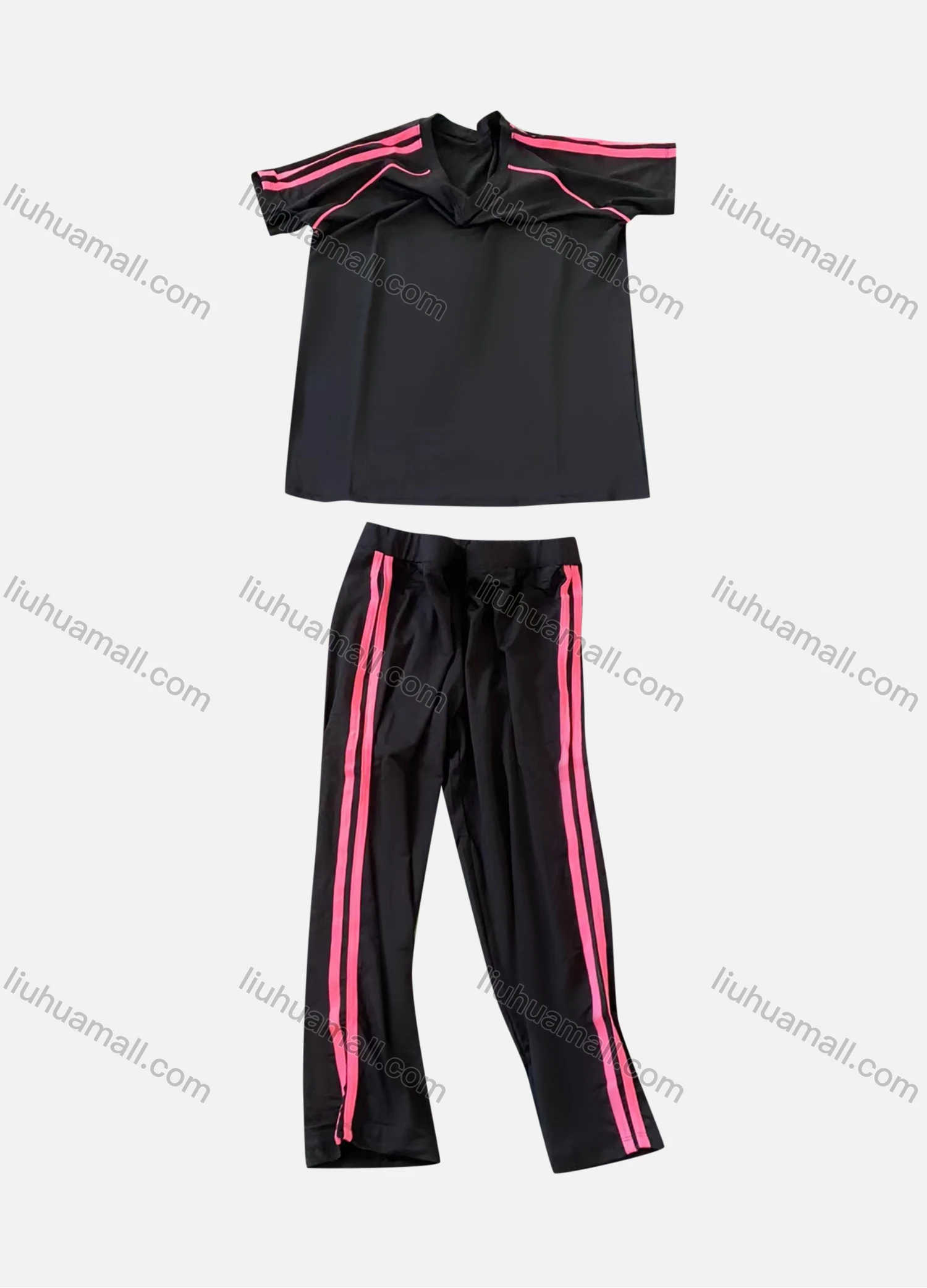 Wholesale Women's Sporty Quick Dry Knit Tee 2-piece Set - Liuhuamall