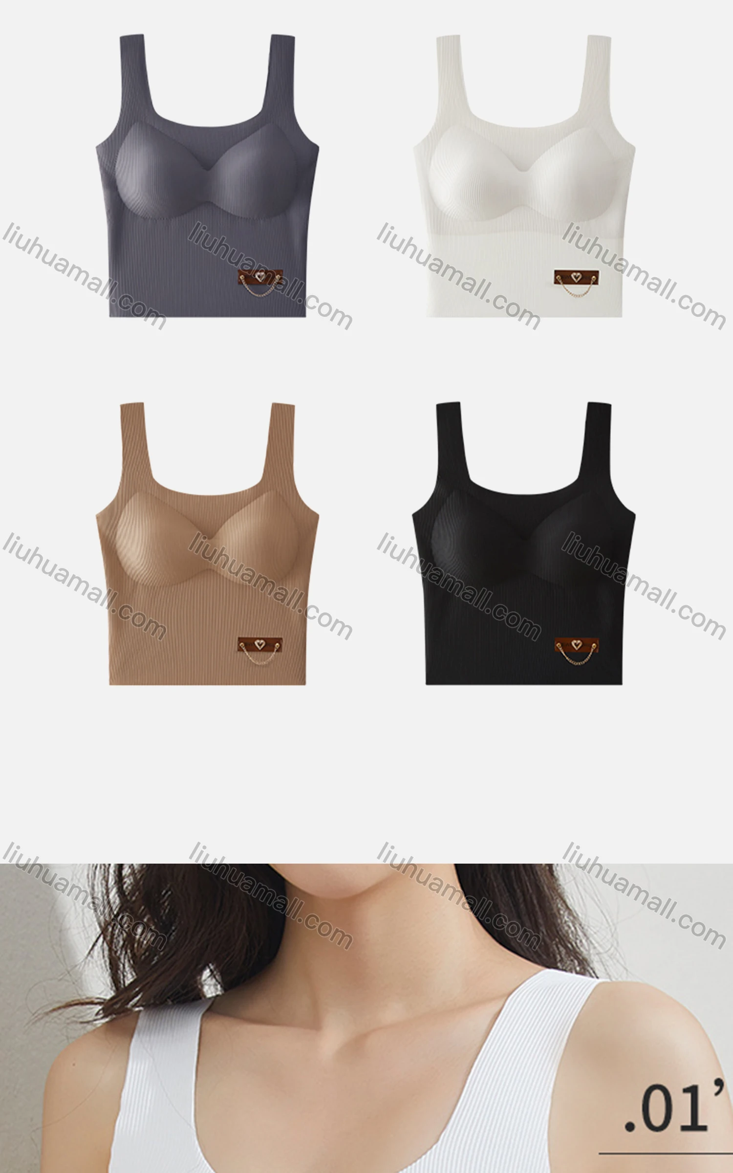 Wholesale Women's Basics Plain Breathable Ribbed With Chain Decor Camisole 606# - Liuhuamall