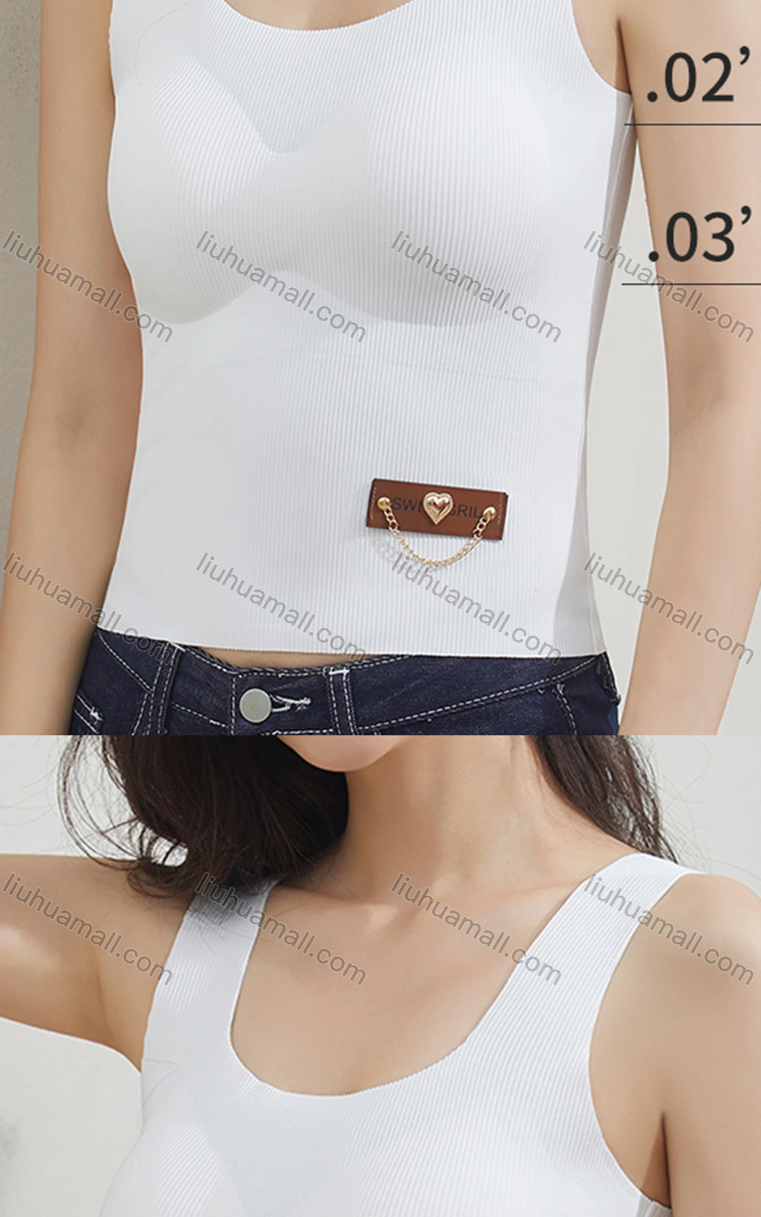 Wholesale Women's Basics Plain Breathable Ribbed With Chain Decor Camisole 606# - Liuhuamall