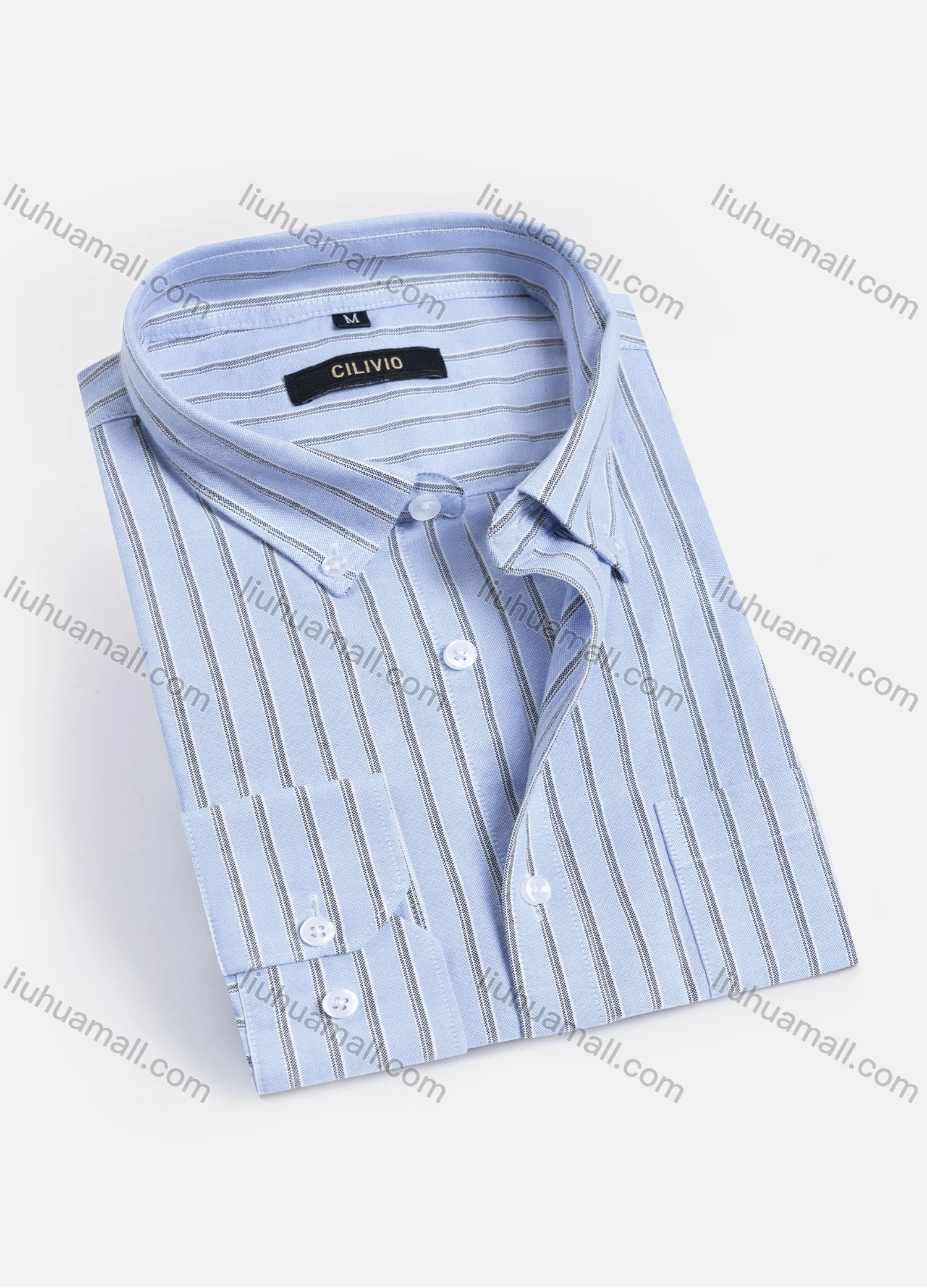 Wholesale Men's Casual Striped Buttons Down Long Sleeve Shirt - Liuhuamall