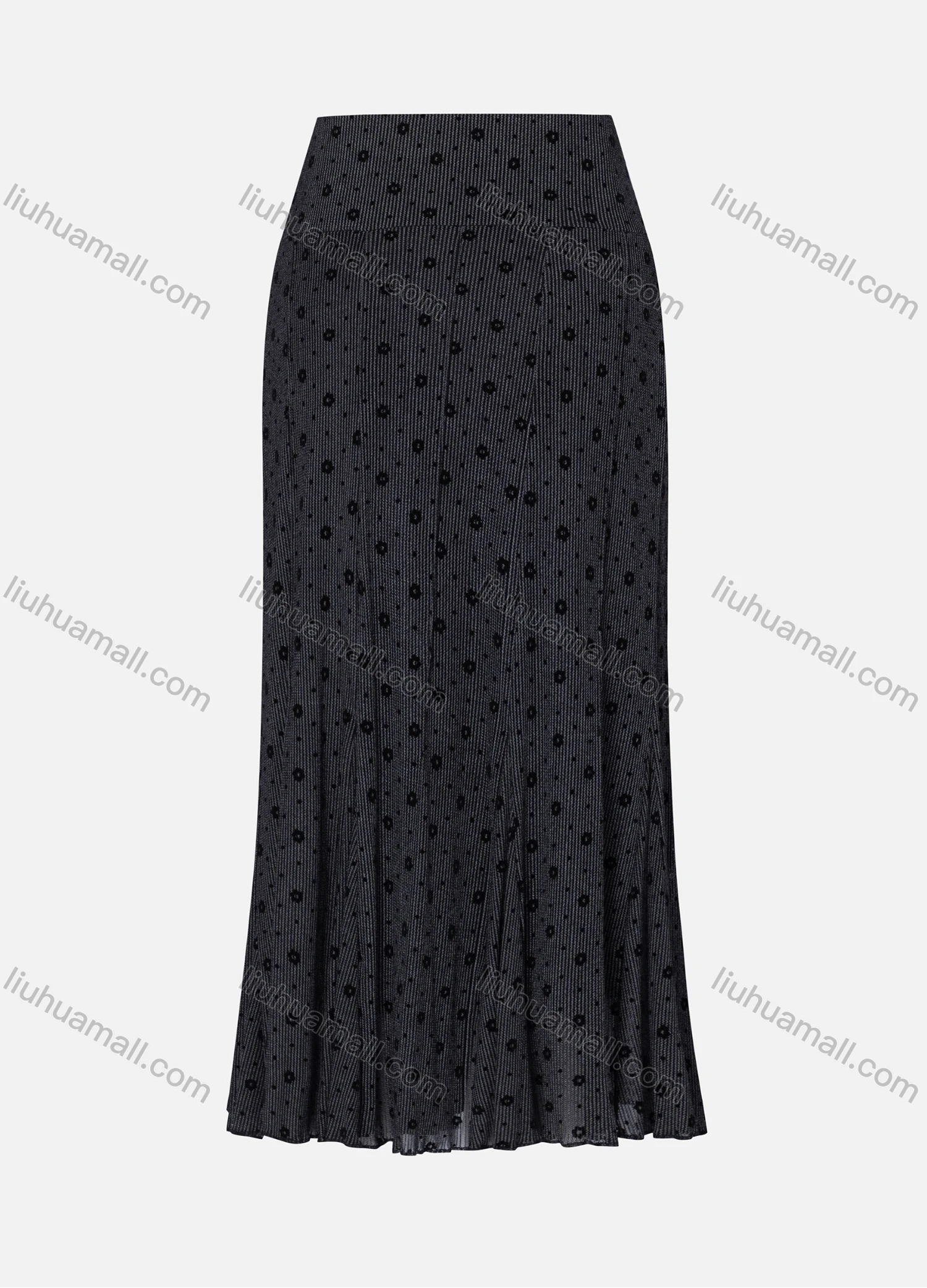 Wholesale Women's Casual Allover Print Elastic High Waist Ruffle Hem Midi Skirt - Liuhuamall