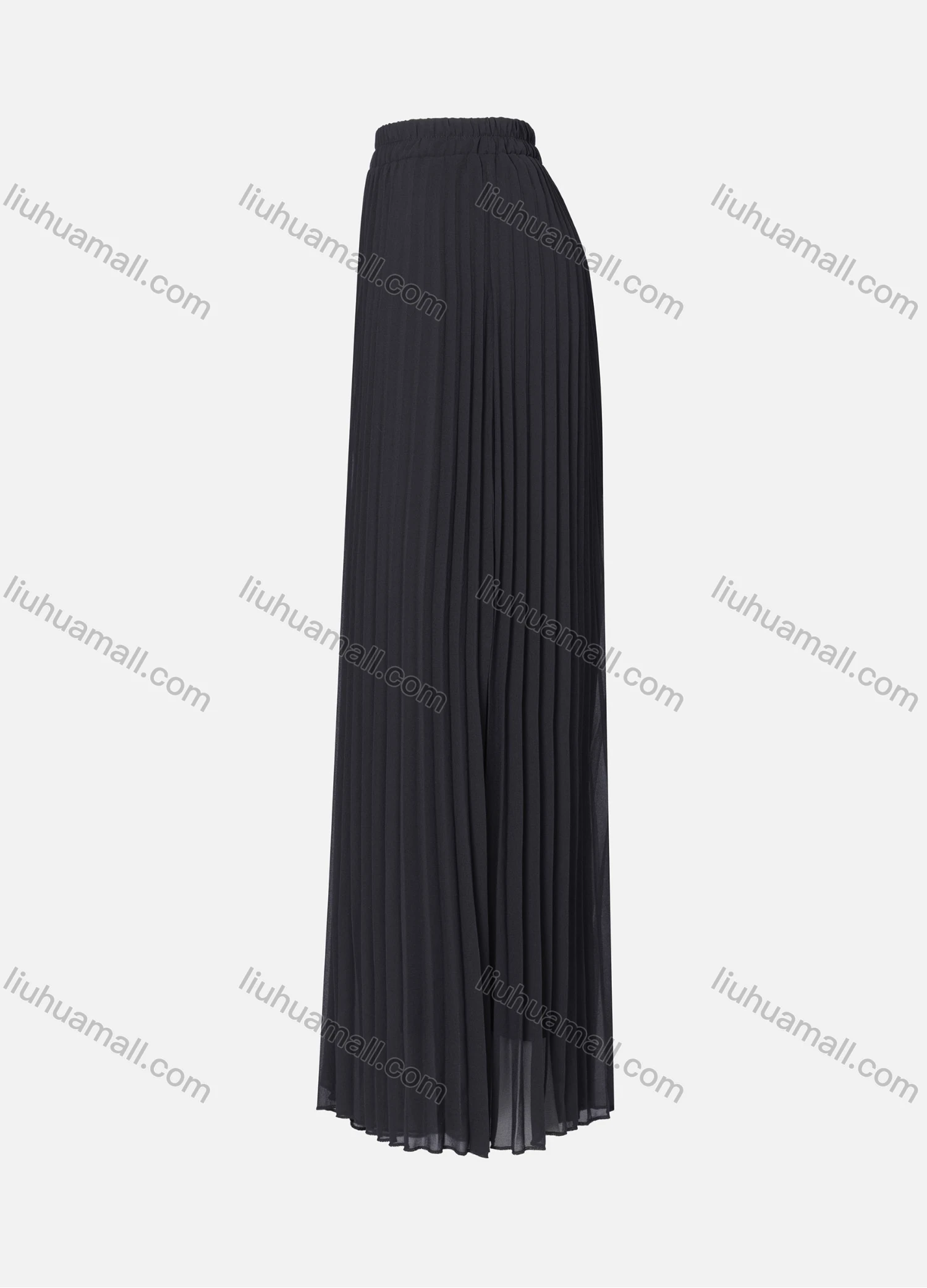 Wholesale Women's Casual Plain Pleated Elastic High Waist Maxi Skirt - Liuhuamall