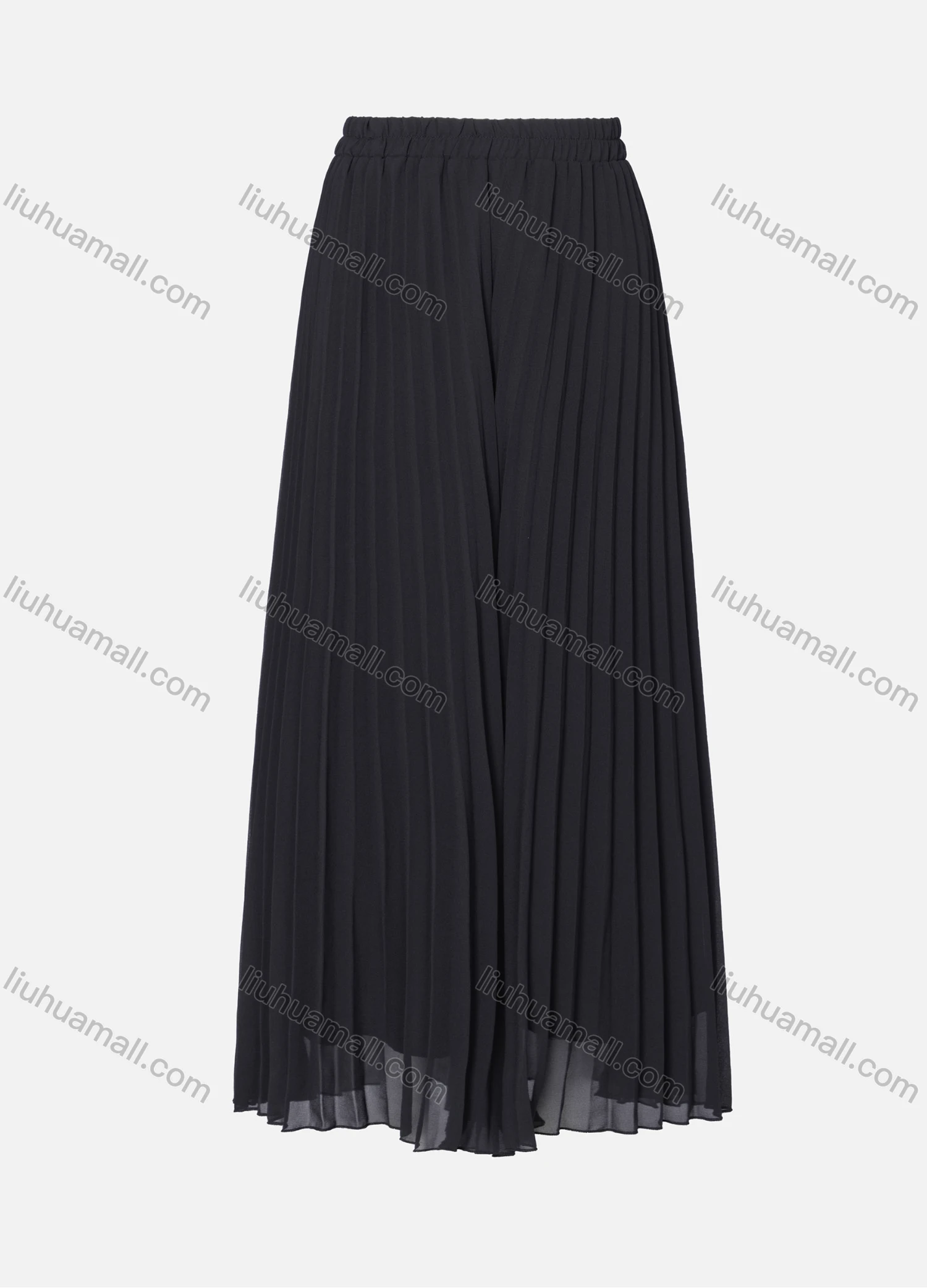 Wholesale Women's Casual Plain Pleated Elastic High Waist Maxi Skirt - Liuhuamall