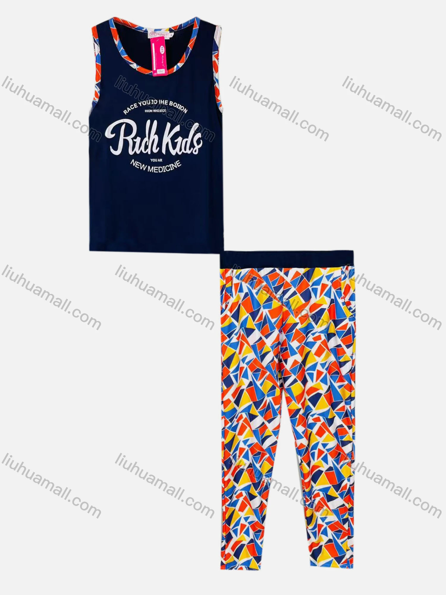 Wholesale Women's Casual Lounge Letter Print Tank Top Pajamas 2 Piece Set 1205# - Liuhuamall