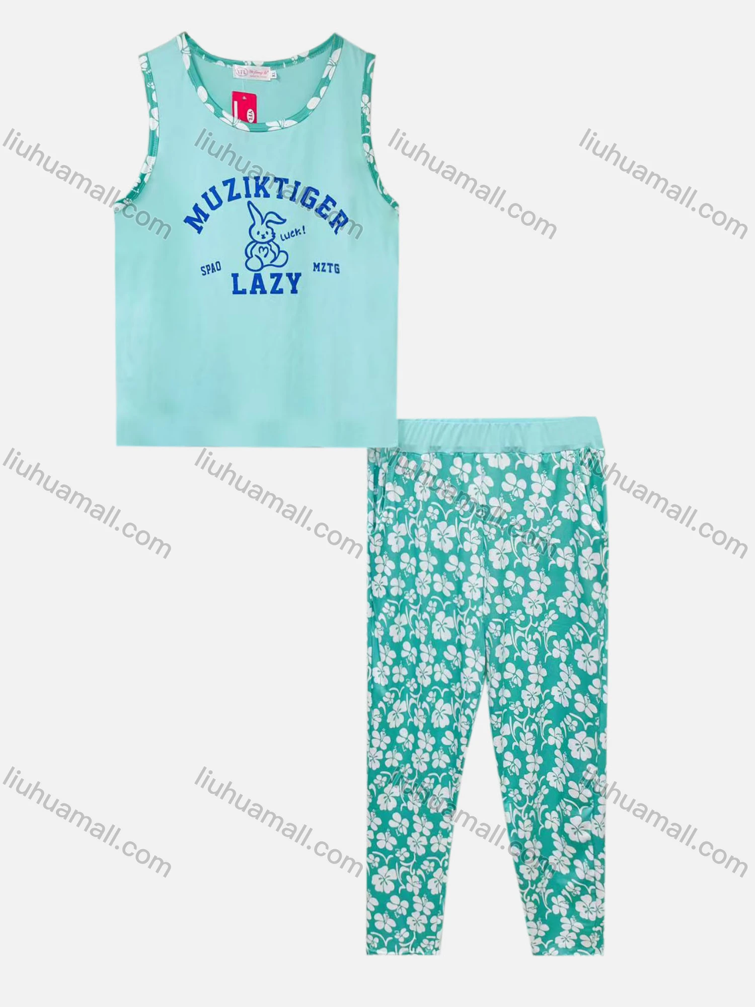 Wholesale Women's Casual Lounge Letter Print Tank Top Pajamas 2 Piece Set 1205# - Liuhuamall
