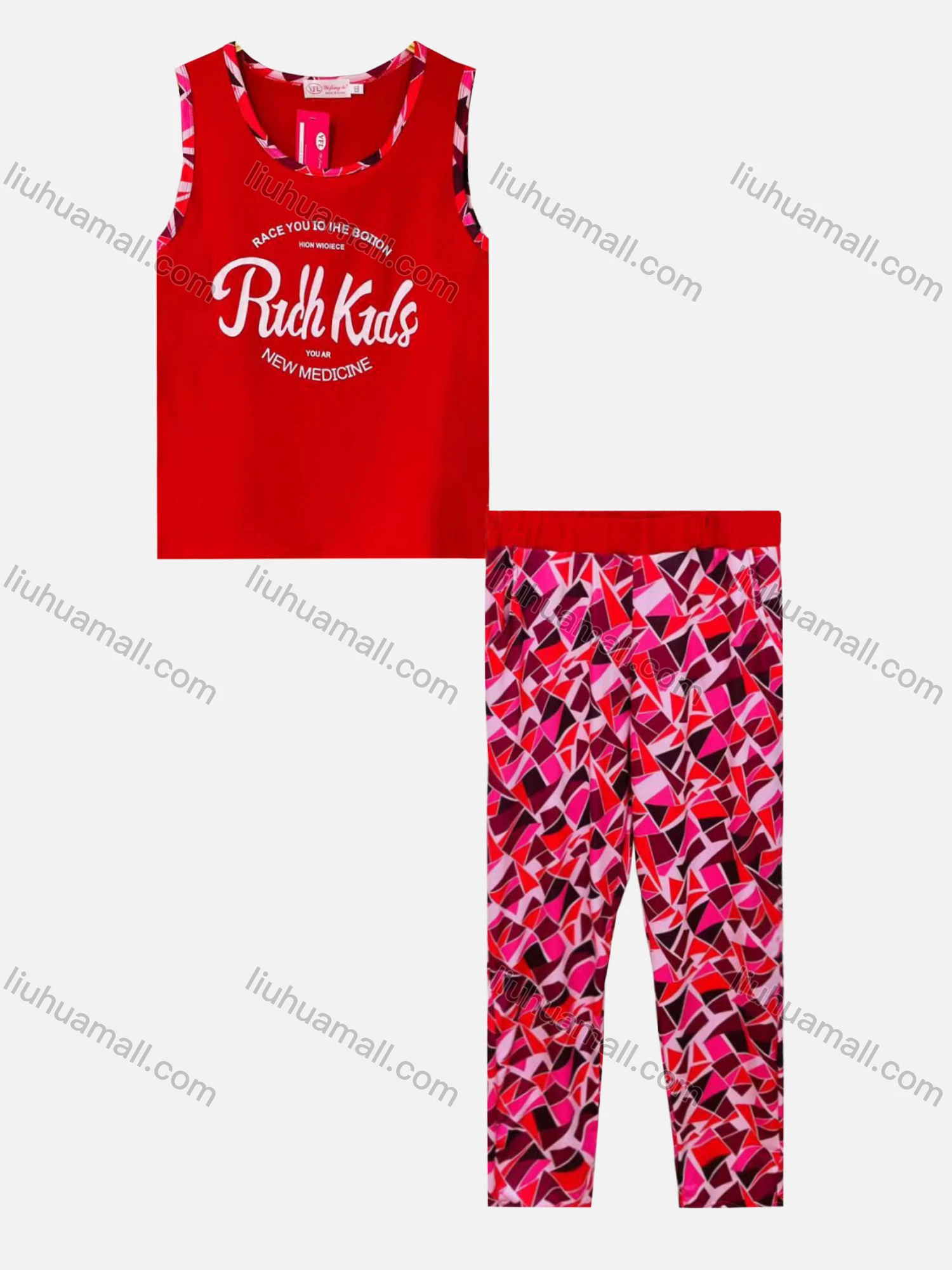 Wholesale Women's Casual Lounge Letter Print Tank Top Pajamas 2 Piece Set 1205# - Liuhuamall