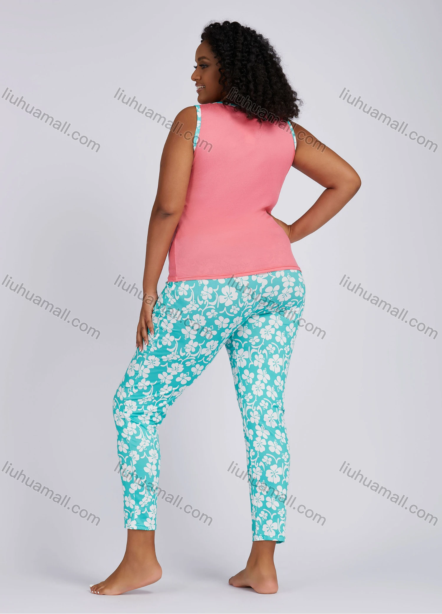 Wholesale Women's Casual Lounge Letter Print Tank Top Pajamas 2 Piece Set 1205# - Liuhuamall