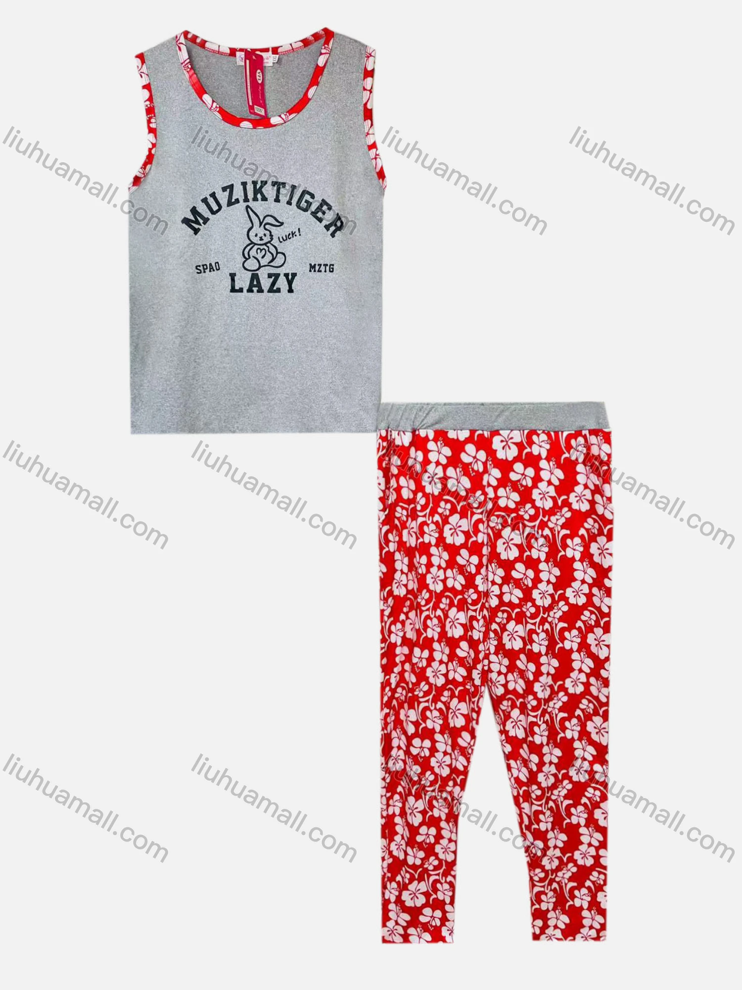Wholesale Women's Casual Lounge Letter Print Tank Top Pajamas 2 Piece Set 1205# - Liuhuamall