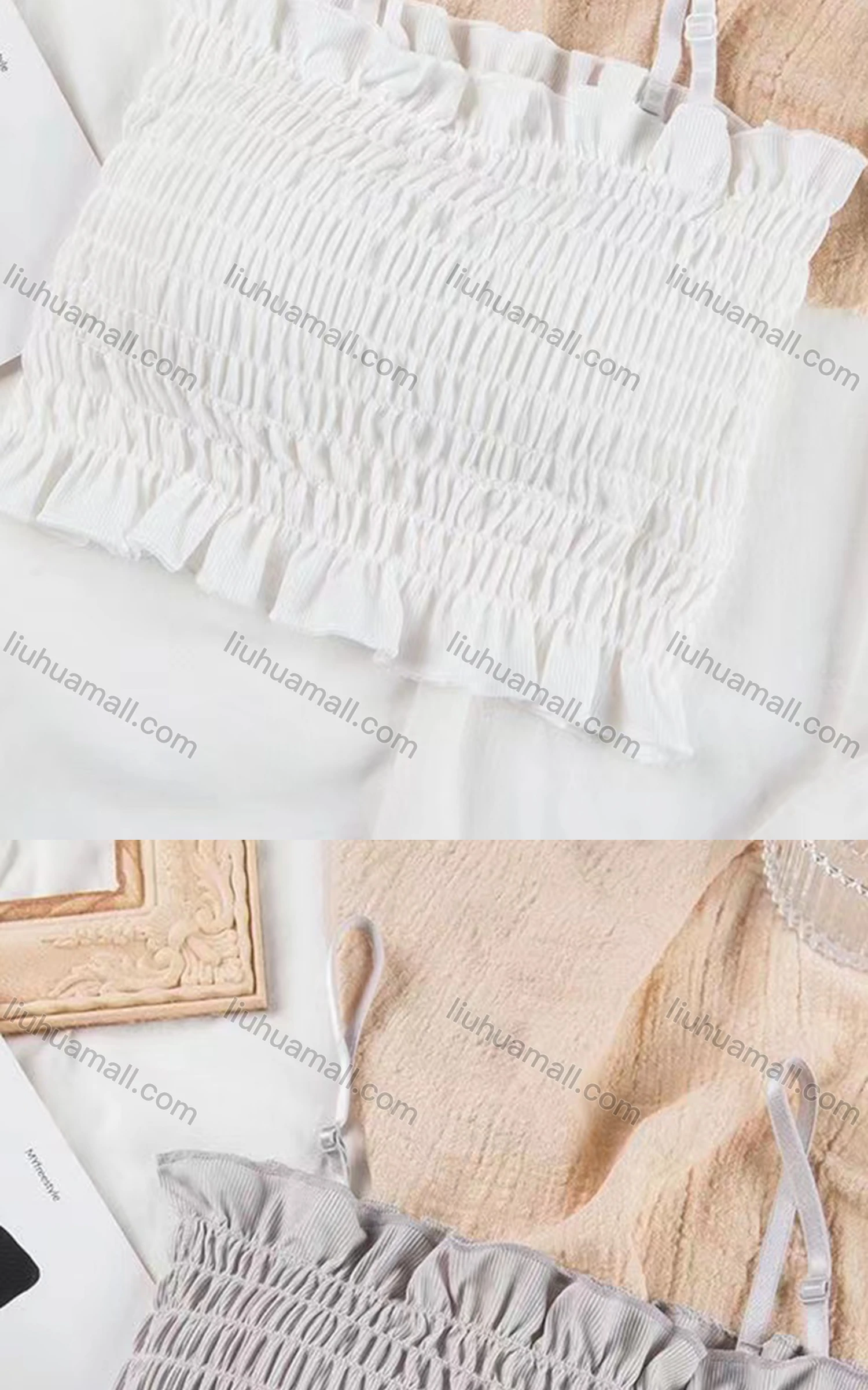 Wholesale Women's Casual Sexy Plain Spaghetti Strap Shirred Built-in Bra Lingerie F88# - Liuhuamall