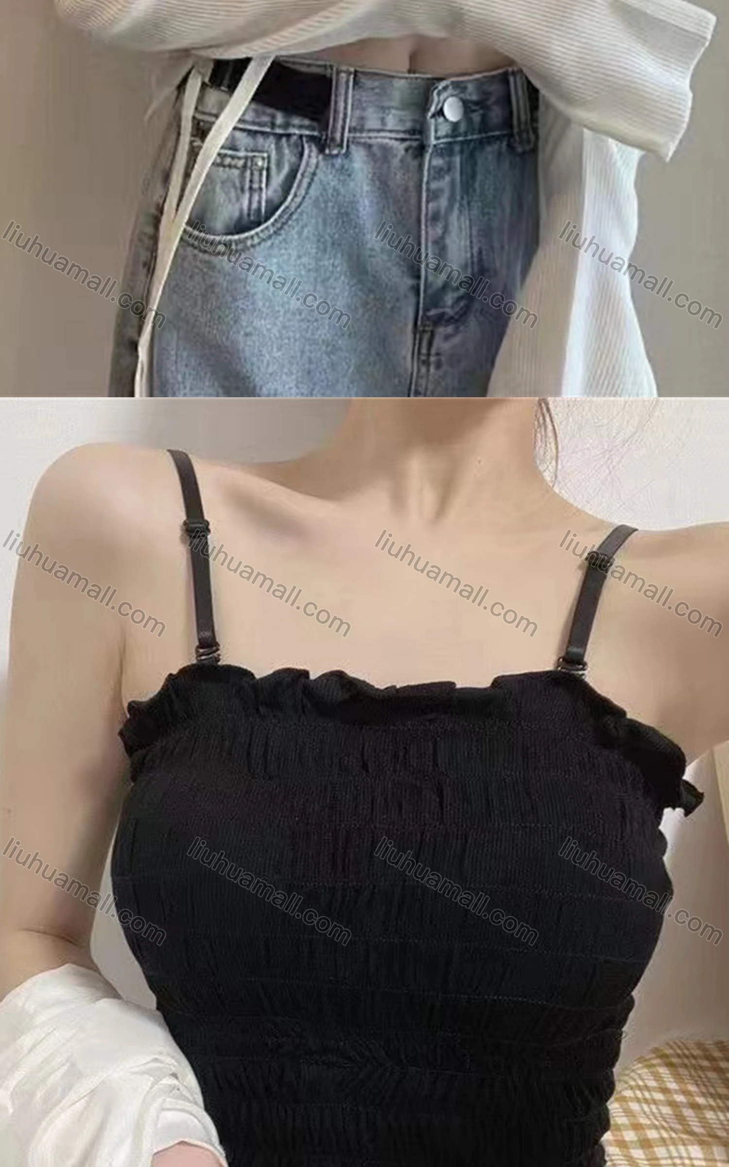 Wholesale Women's Casual Sexy Plain Spaghetti Strap Shirred Built-in Bra Lingerie F88# - Liuhuamall