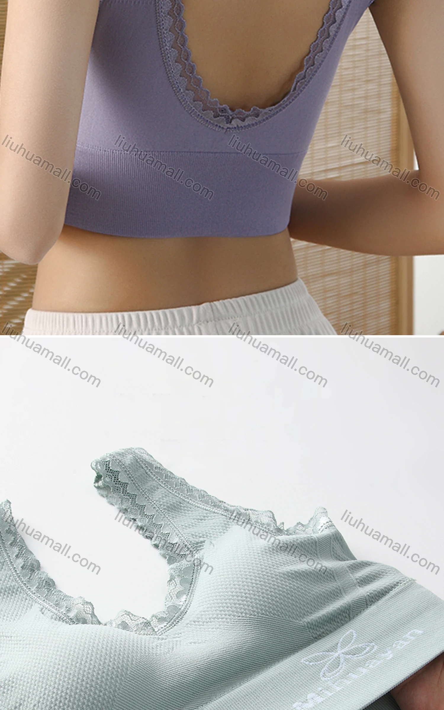 Wholesale Women's Basics Plain Breathable Lace Trim Built-in Bra Lingerie 211# - Liuhuamall