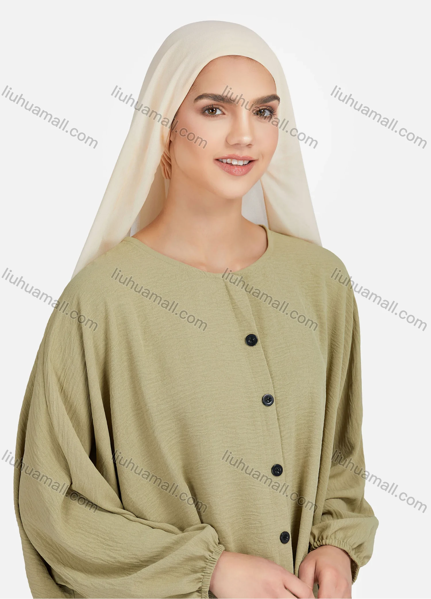 Wholesale Women's Casual Plain Ruched Buttons Down Long Sleeve Blouse 1371# - Liuhuamall