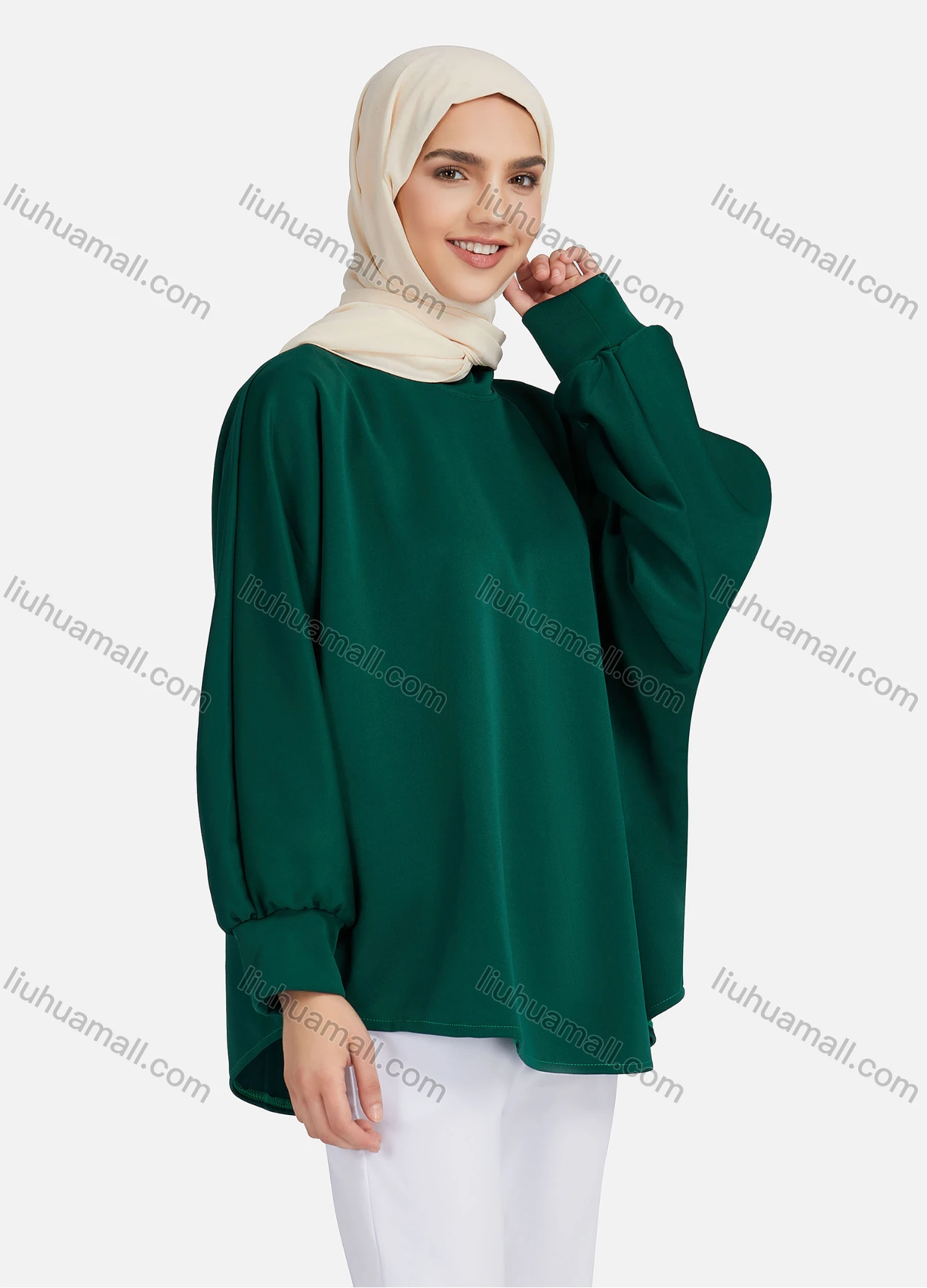 Wholesale Women's Casual Plain Mock Neck Long Sleeve Blouse 1372# - Liuhuamall