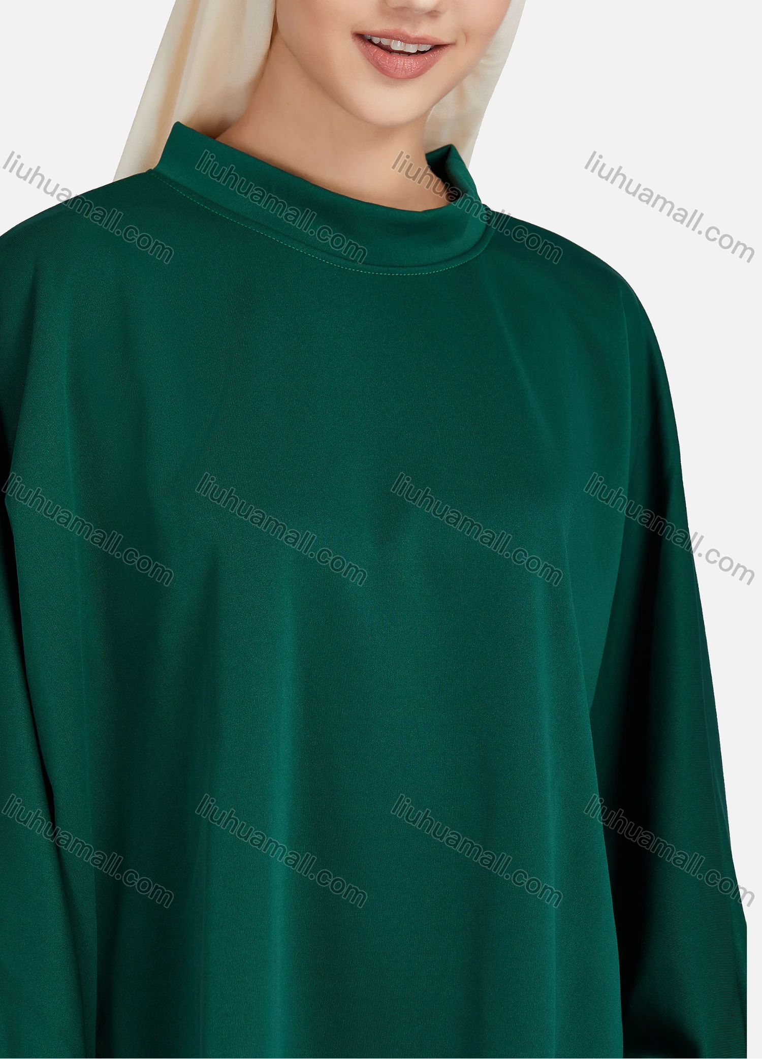 Wholesale Women's Casual Plain Mock Neck Long Sleeve Blouse 1372# - Liuhuamall