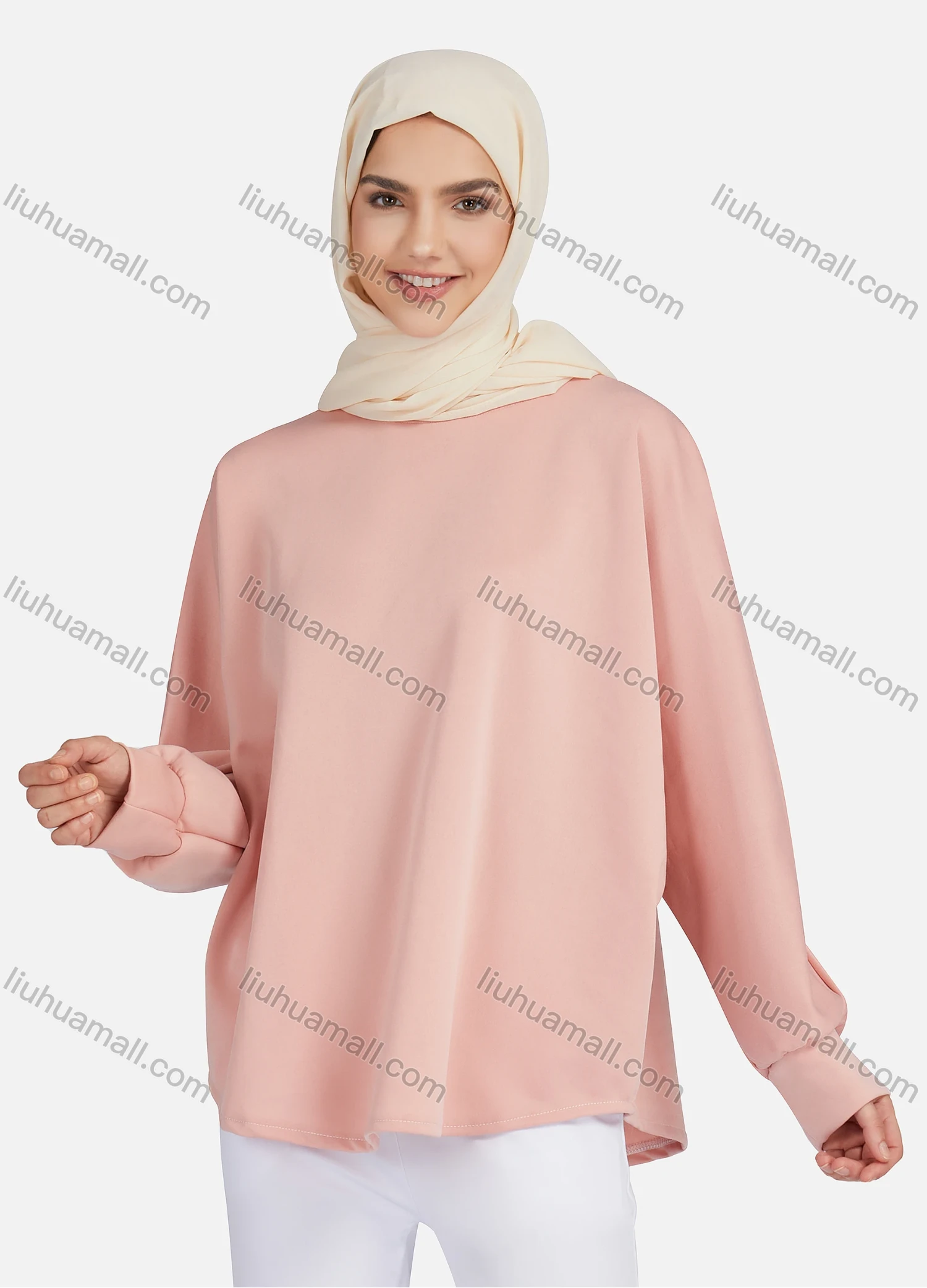 Wholesale Women's Casual Plain Mock Neck Long Sleeve Blouse 1372# - Liuhuamall